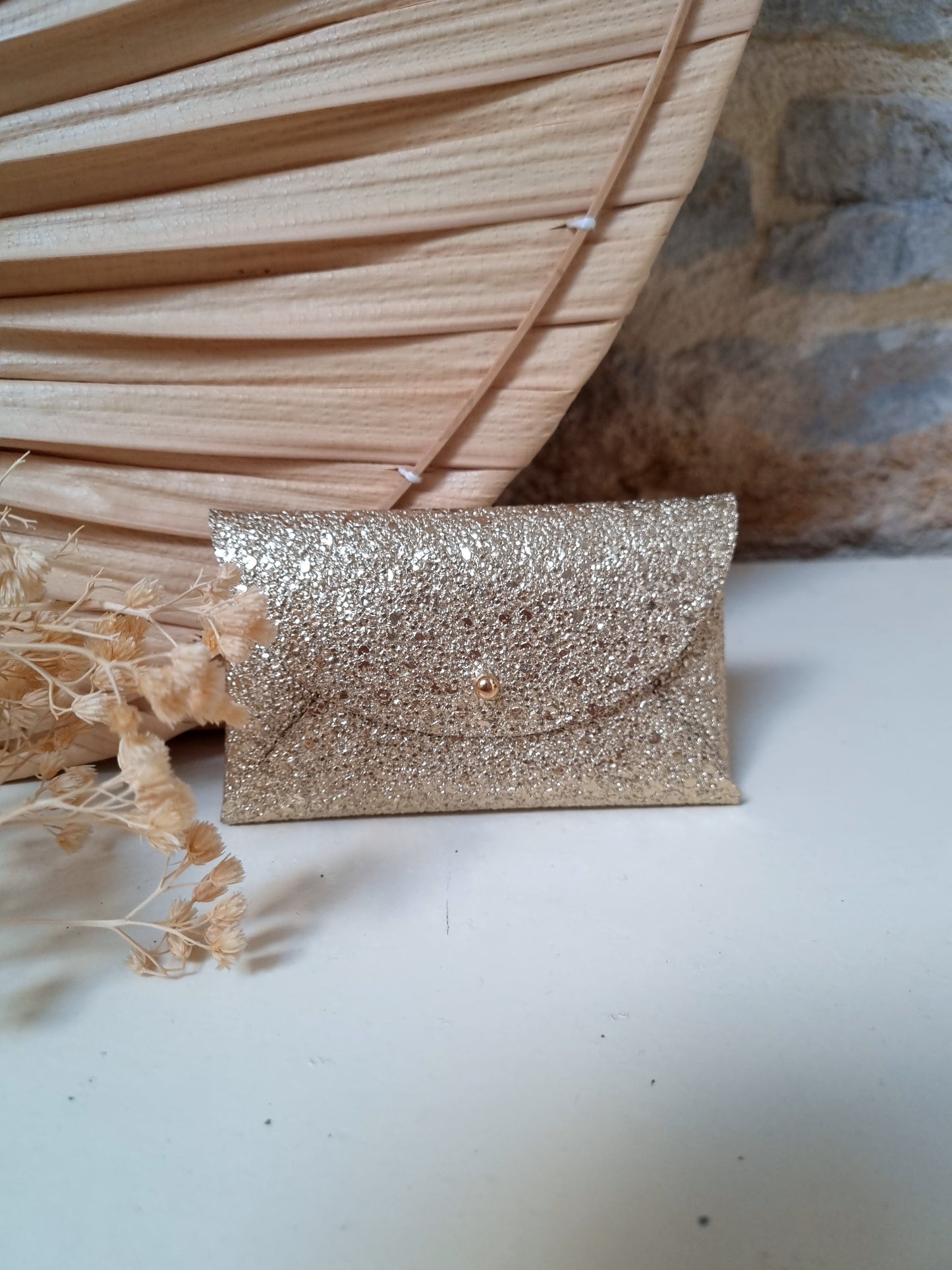 Porte-cartes en simili cuir or ✨