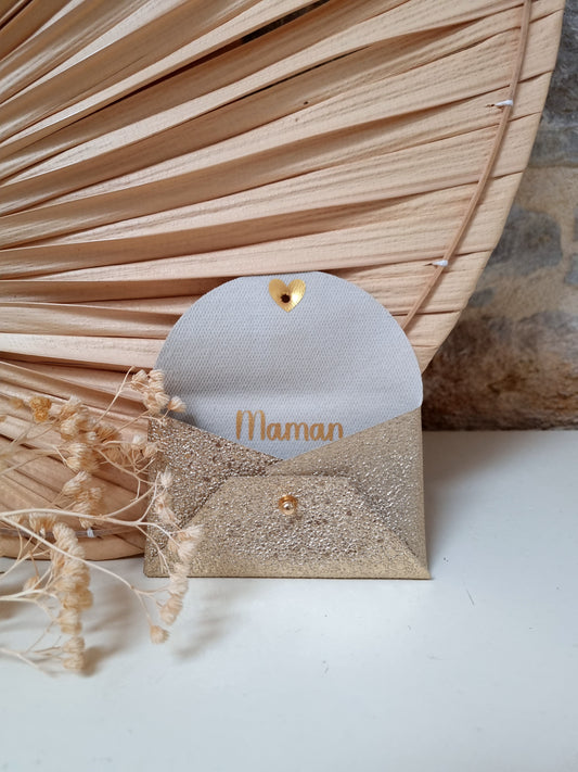 Porte-cartes en simili cuir or ✨