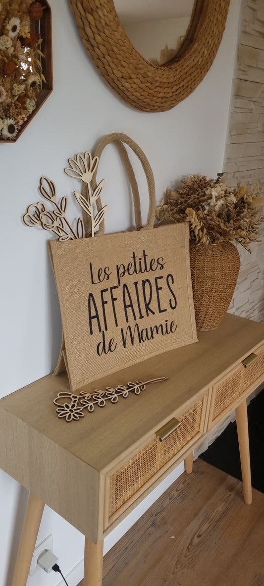 Sac cabas en toile de jute – Les petites affaires de mamie ♡