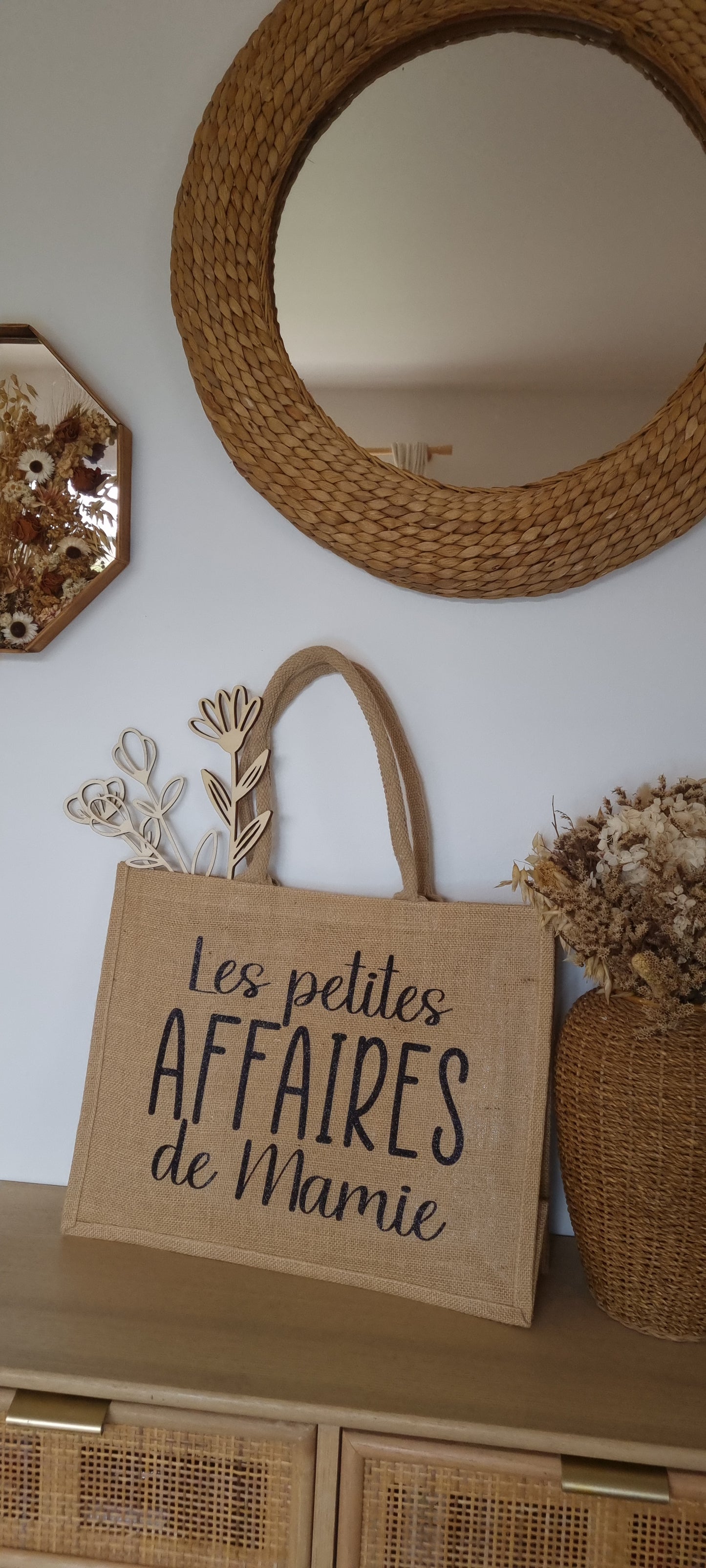 Sac cabas en toile de jute – Les petites affaires de mamie ♡