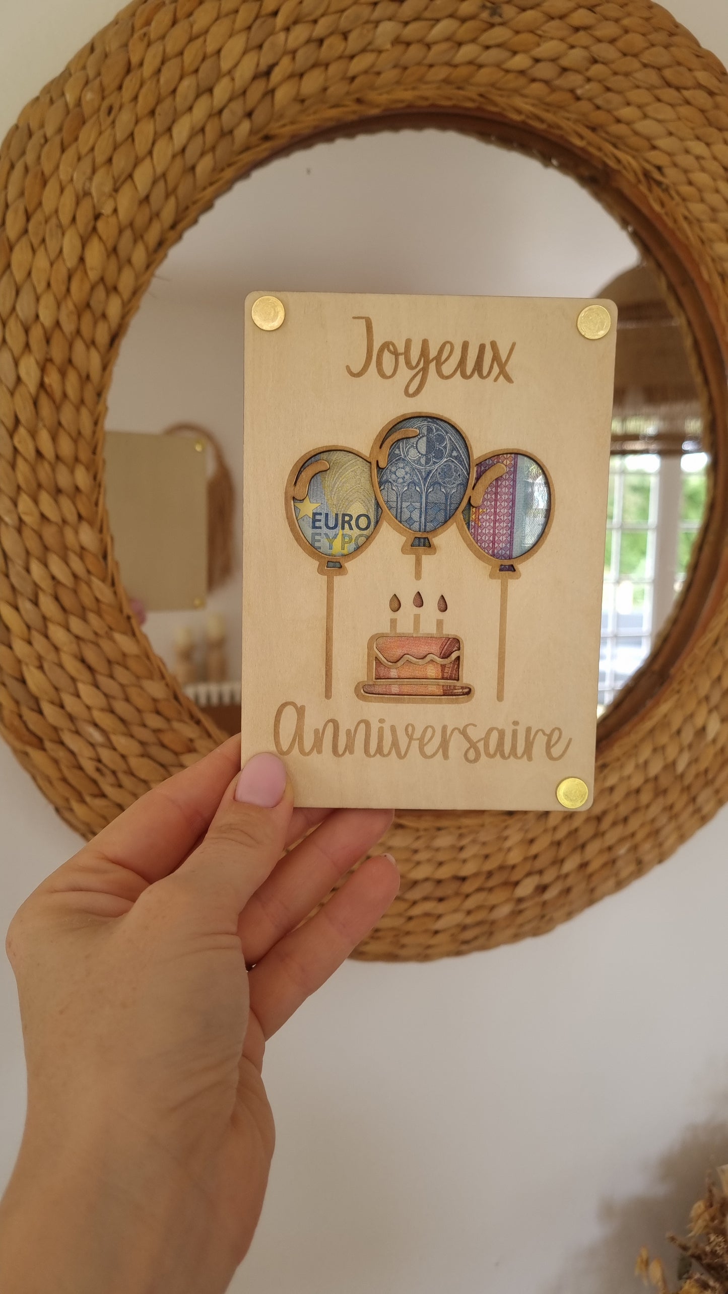 Carte en bois Joyeux anniversaire