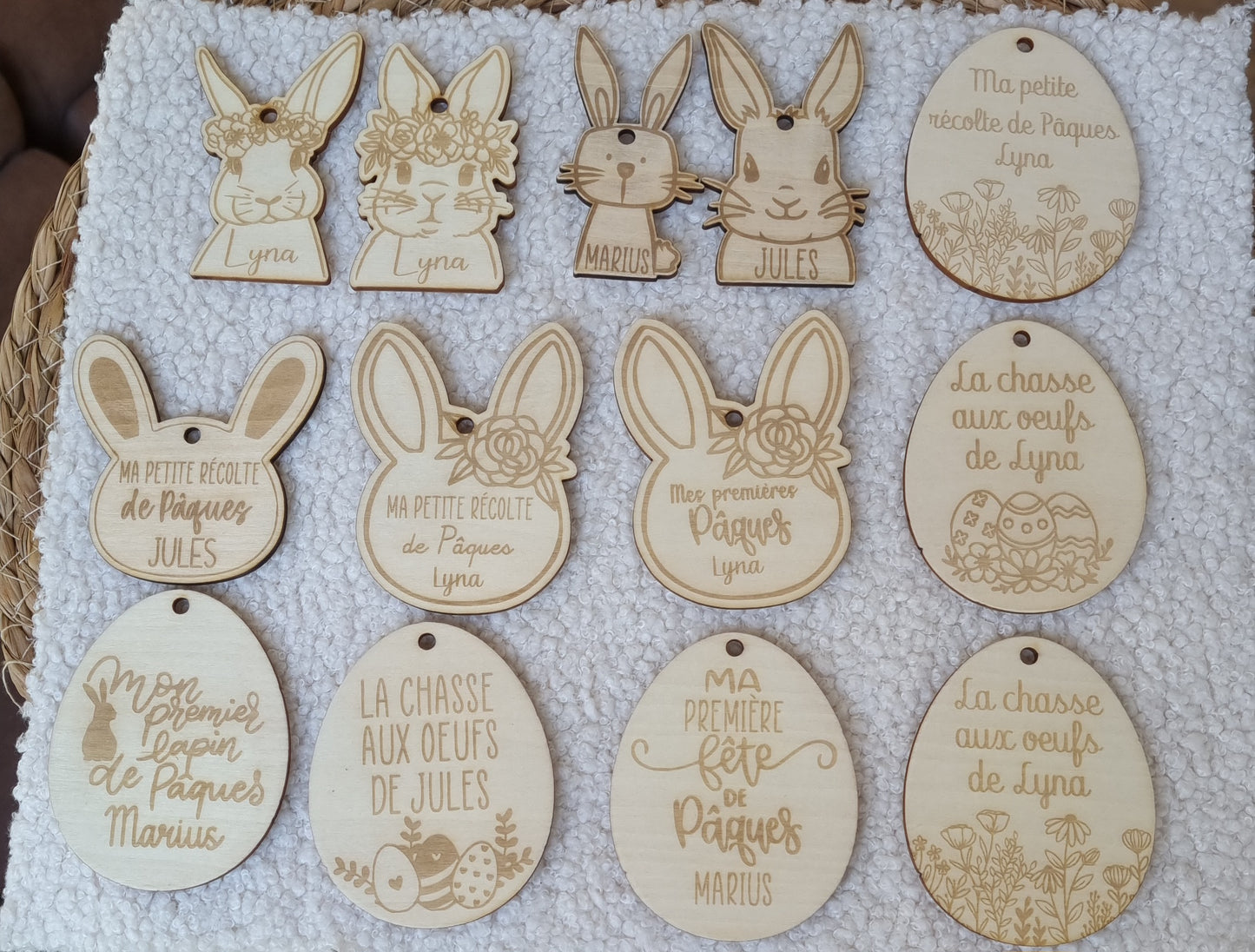 Etiquettes en bois personnalisées de pâques