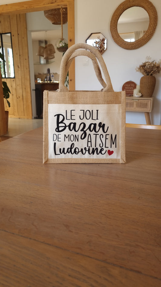 Sac cabas en toile de jute – Cadeau de fin d’année pour maîtresse, Atsem