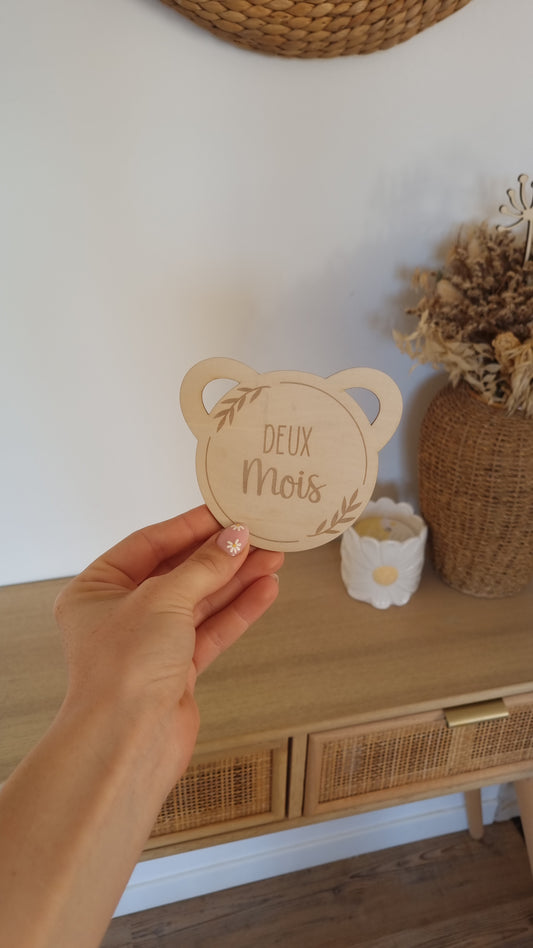 Cartes étapes en bois – 12 petits ours pour suivre la première année de bébé