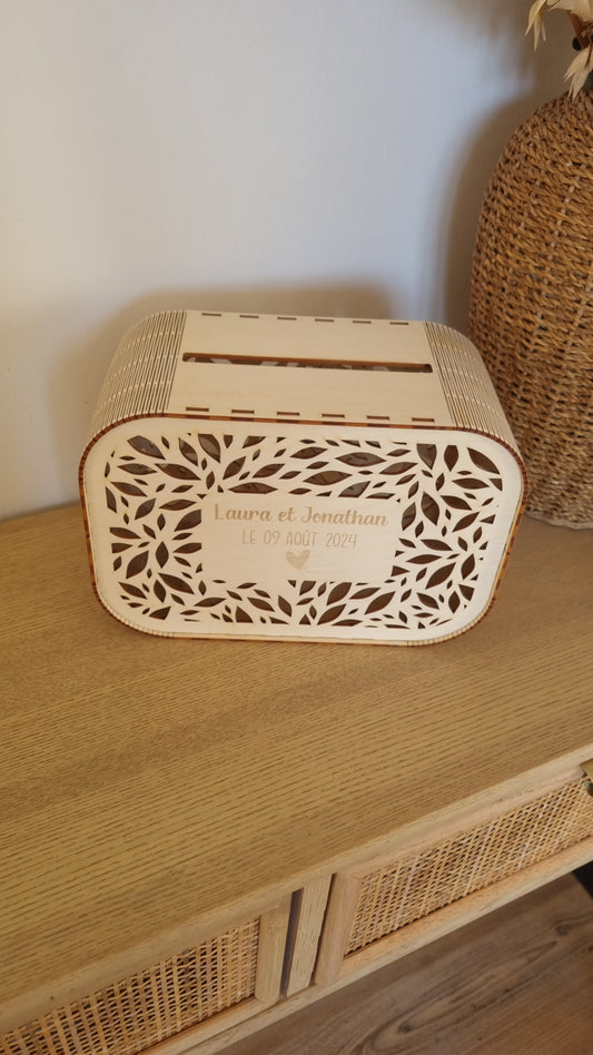 Urne de mariage personnalisable en bois – Un écrin unique pour vos précieux souvenirs