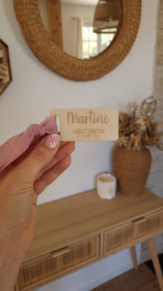 Marque-place prénom ruban