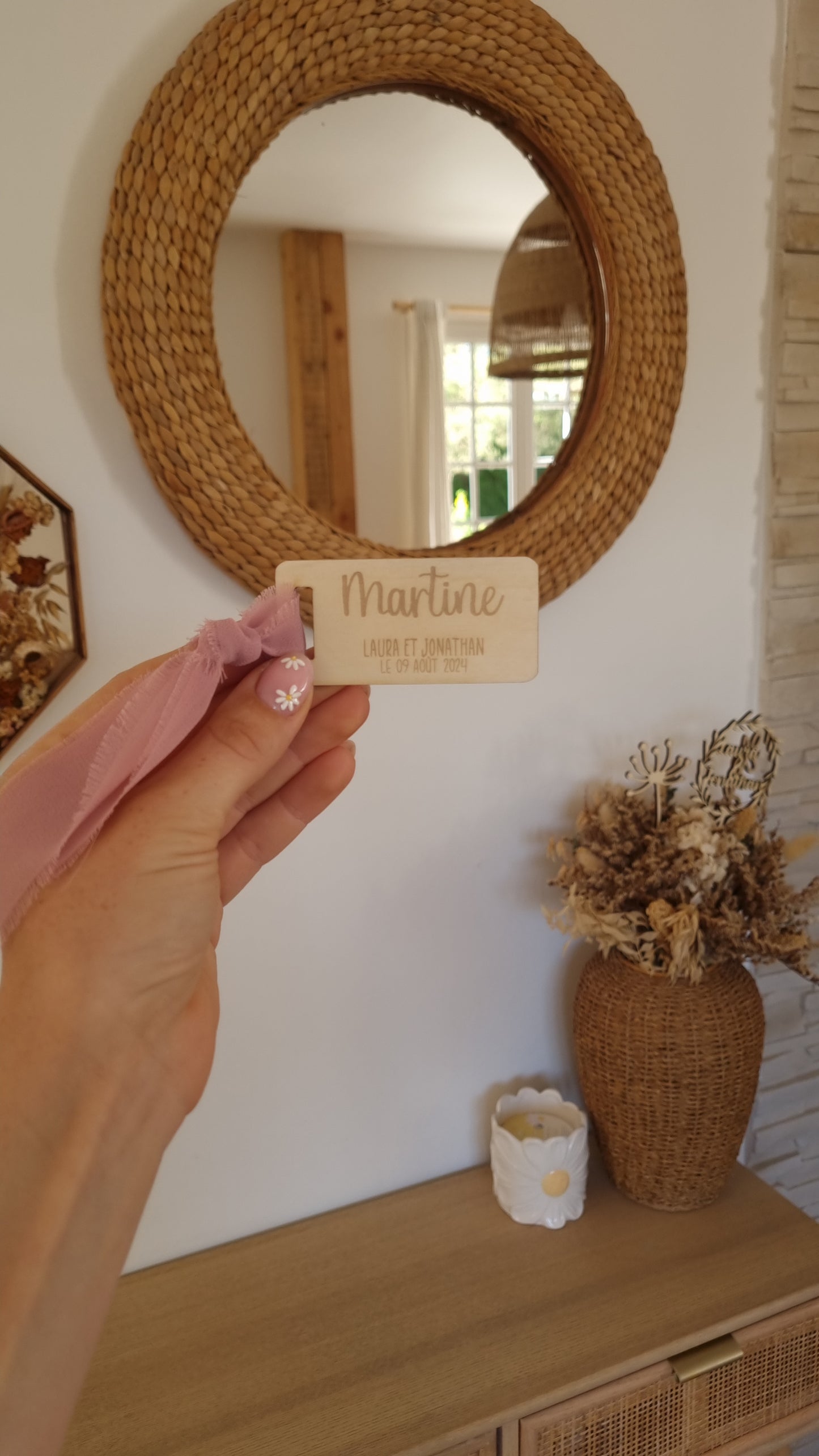Marque-place prénom ruban