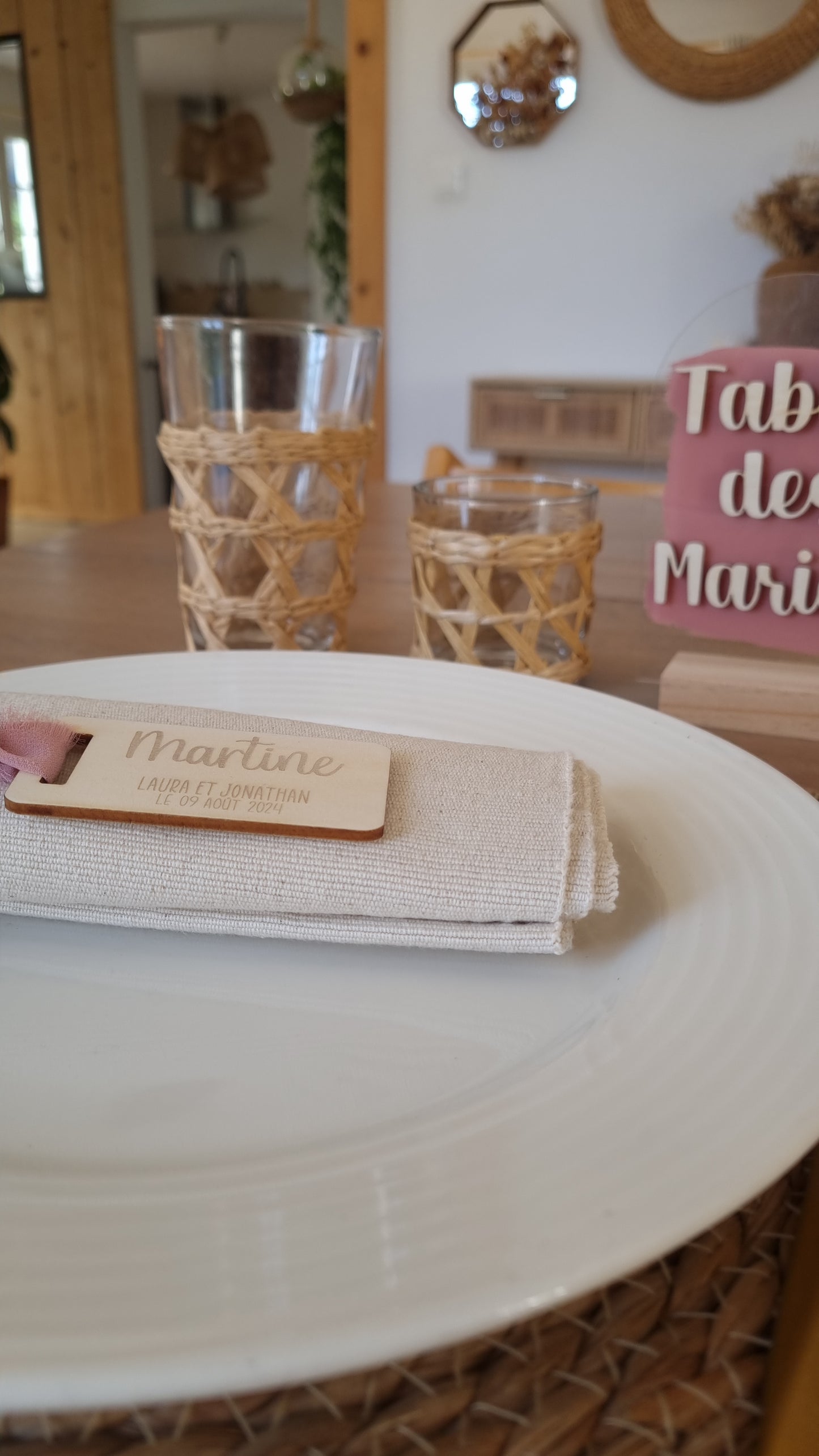 Marque-place prénom ruban
