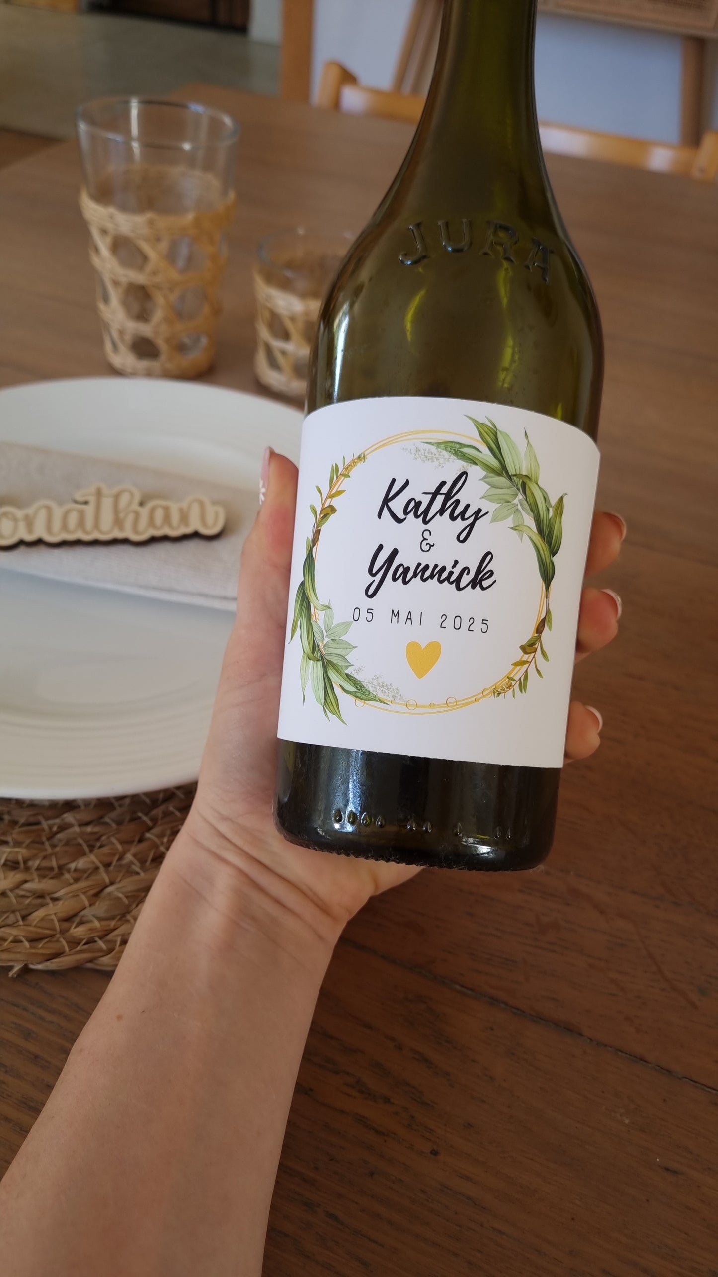 Étiquettes de bouteille personnalisées pour un mariage
