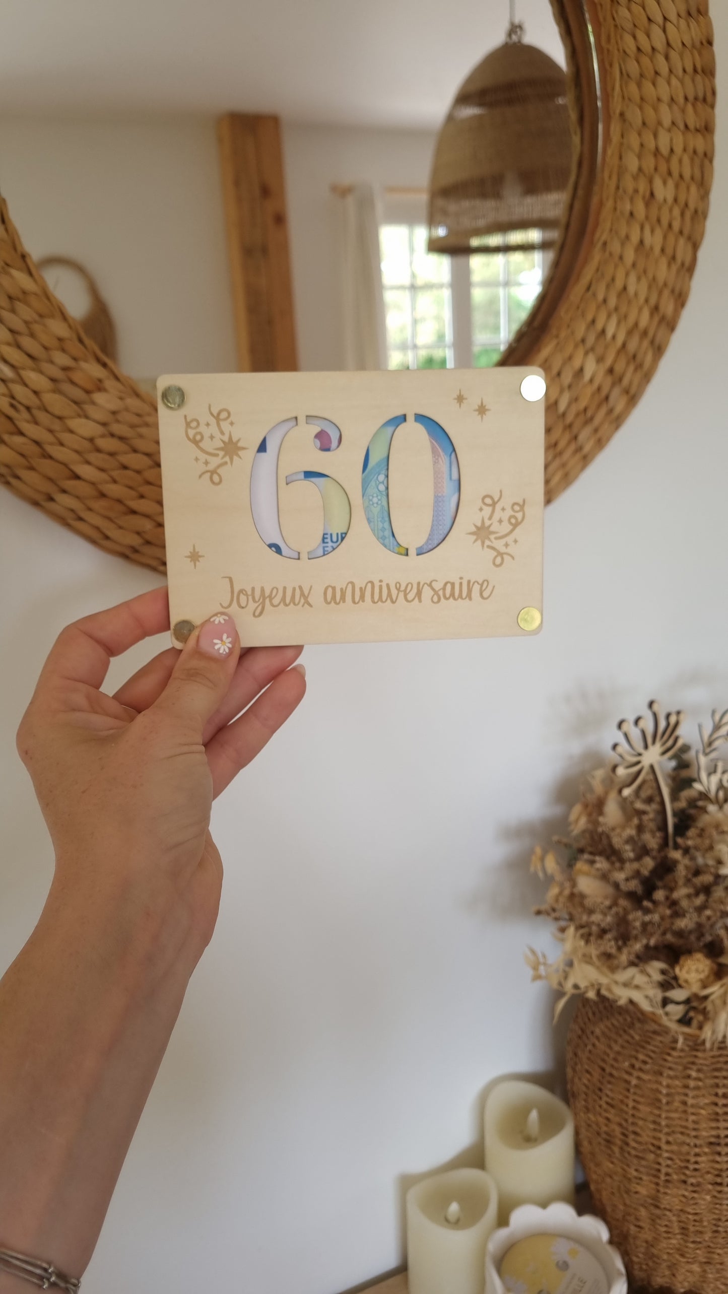 Carte en bois Joyeux anniversaire