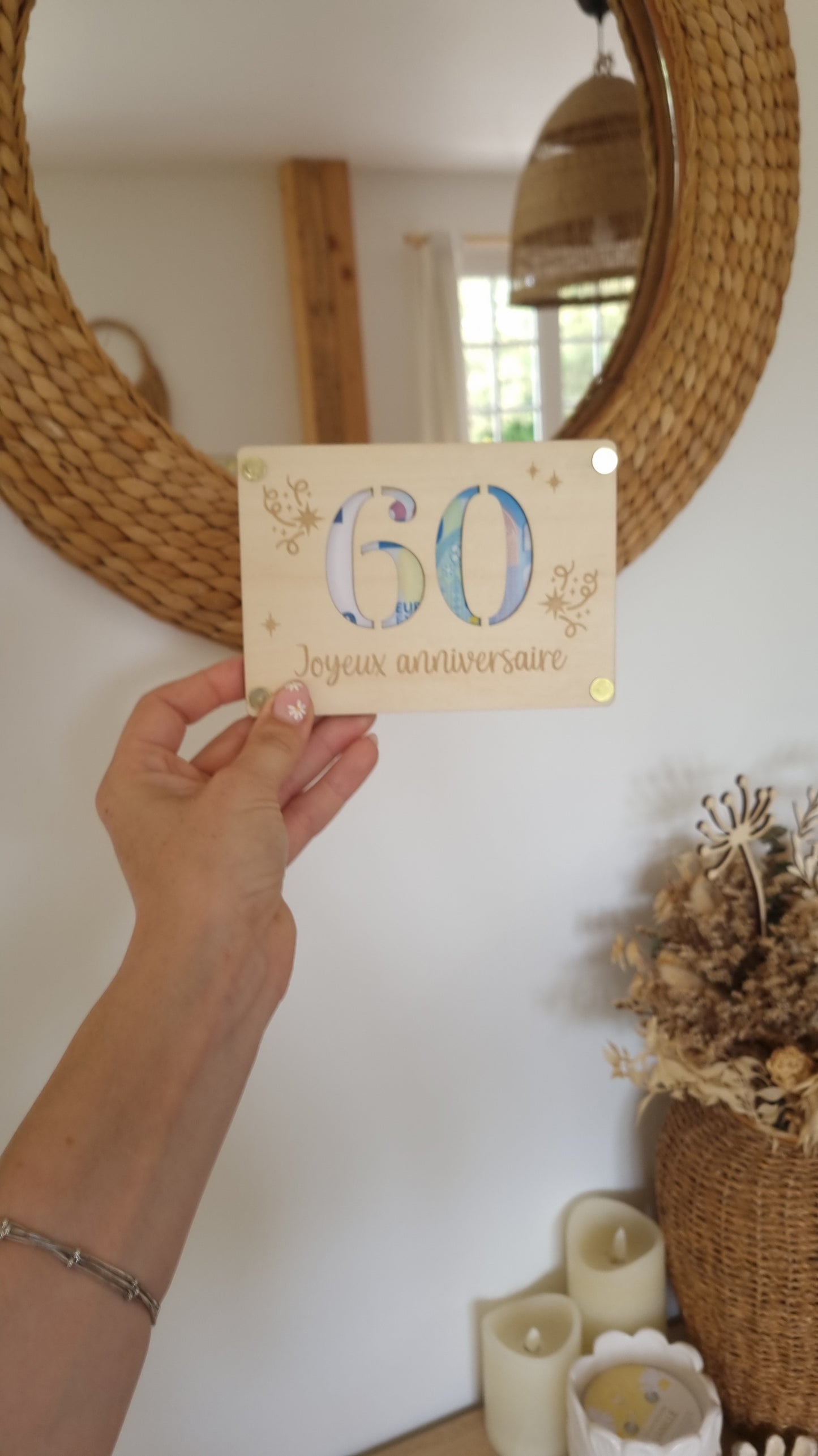 Carte en bois Joyeux anniversaire