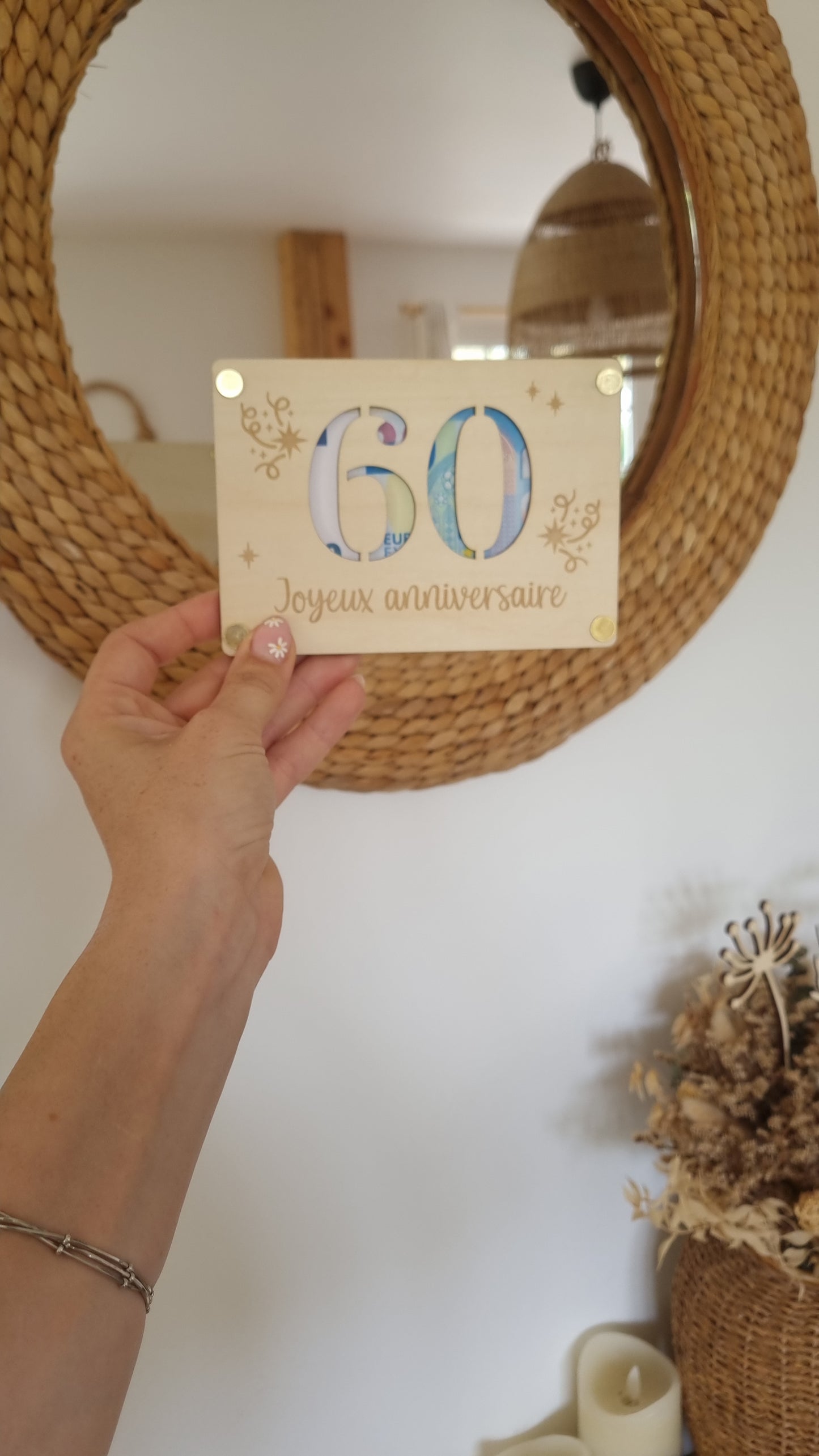 Carte en bois Joyeux anniversaire