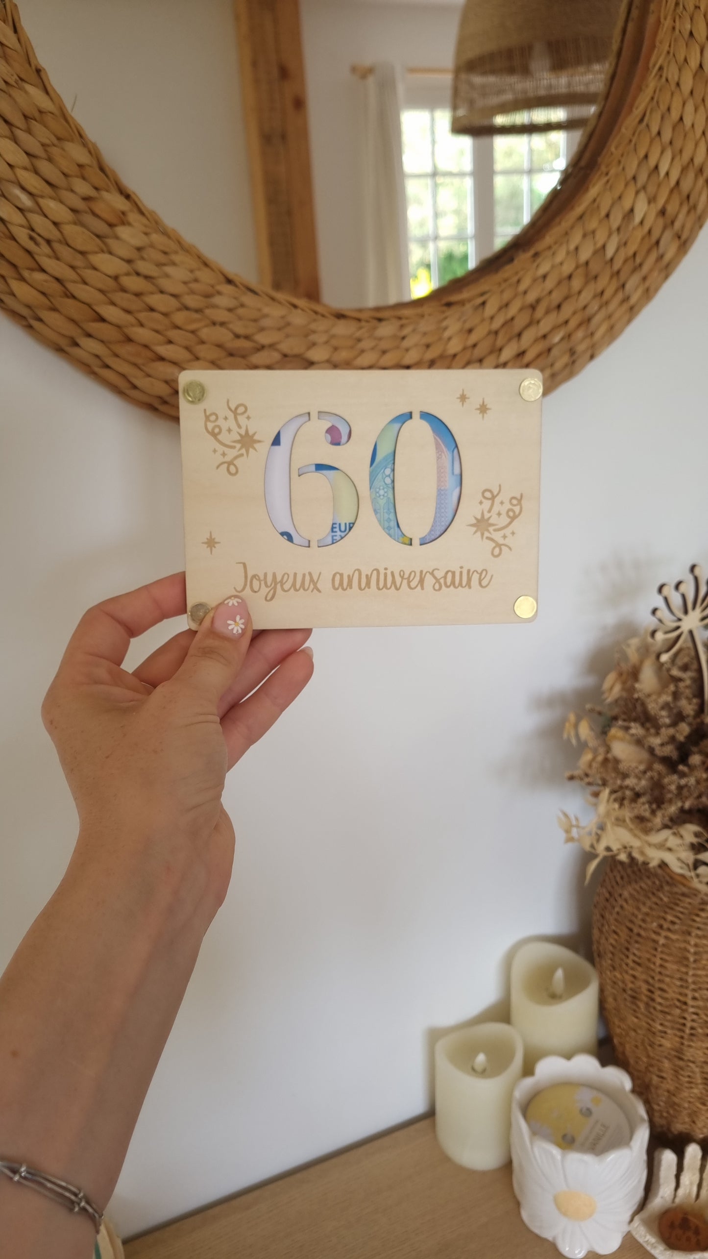 Carte en bois Joyeux anniversaire