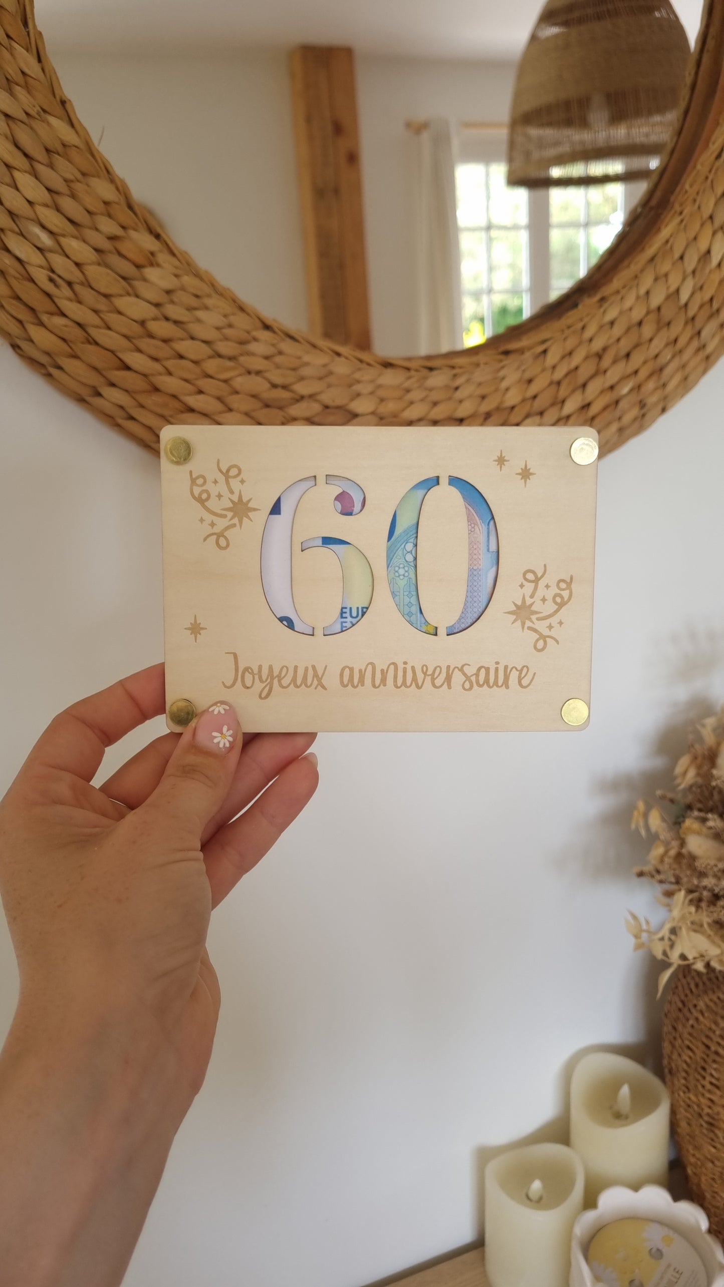 Carte en bois Joyeux anniversaire
