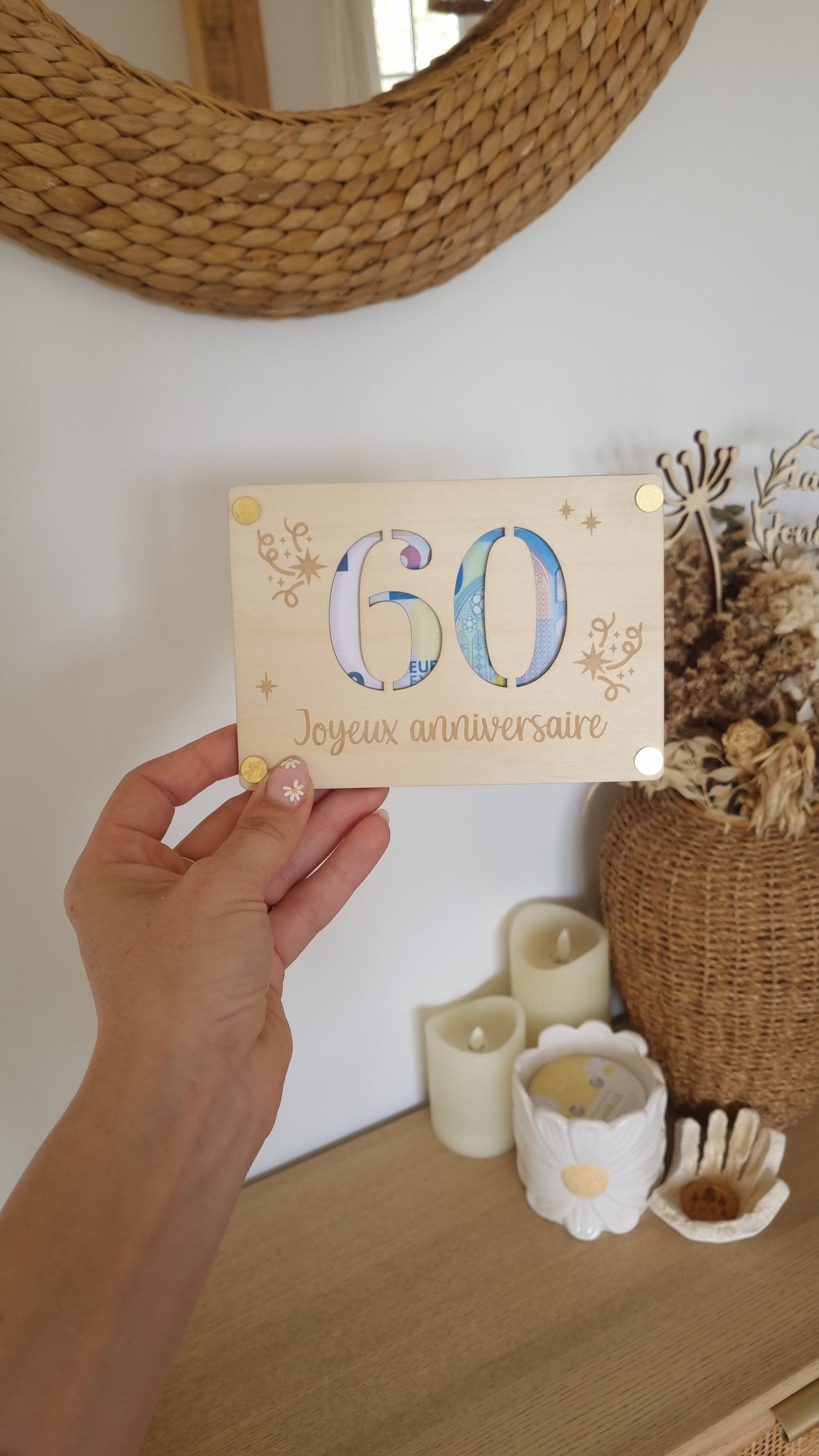 Carte en bois Joyeux anniversaire