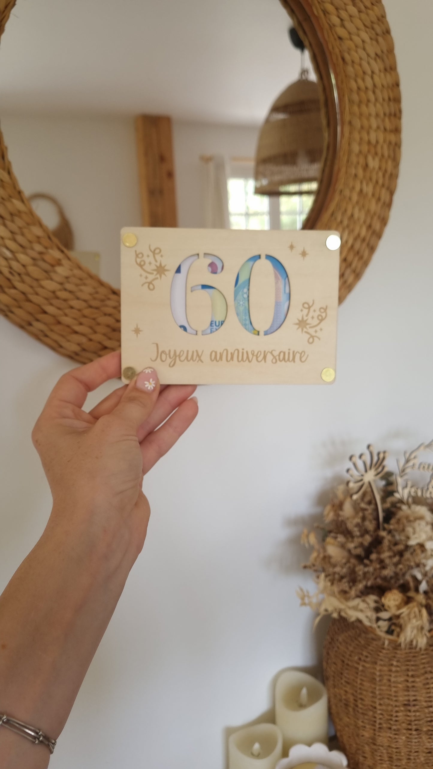 Carte en bois Joyeux anniversaire