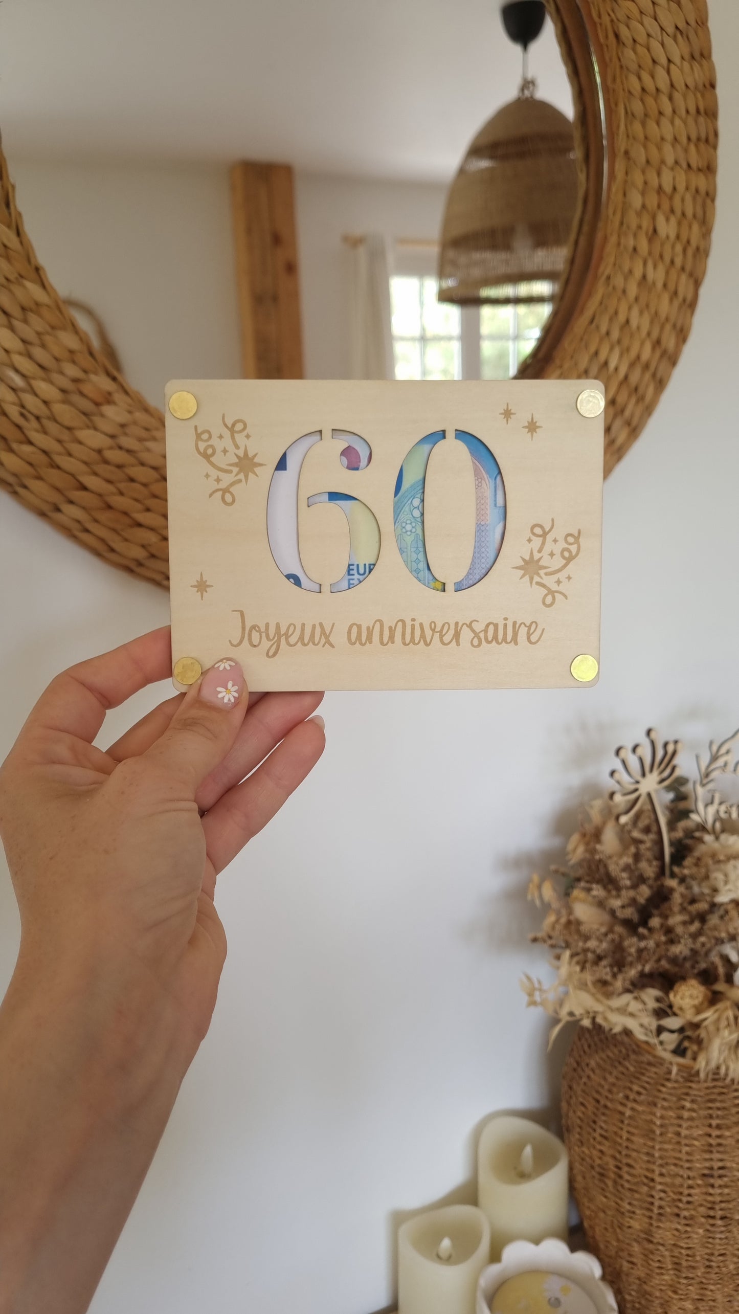 Carte en bois Joyeux anniversaire