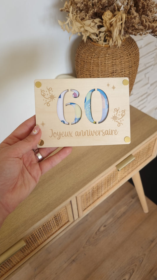 Carte en bois Joyeux anniversaire