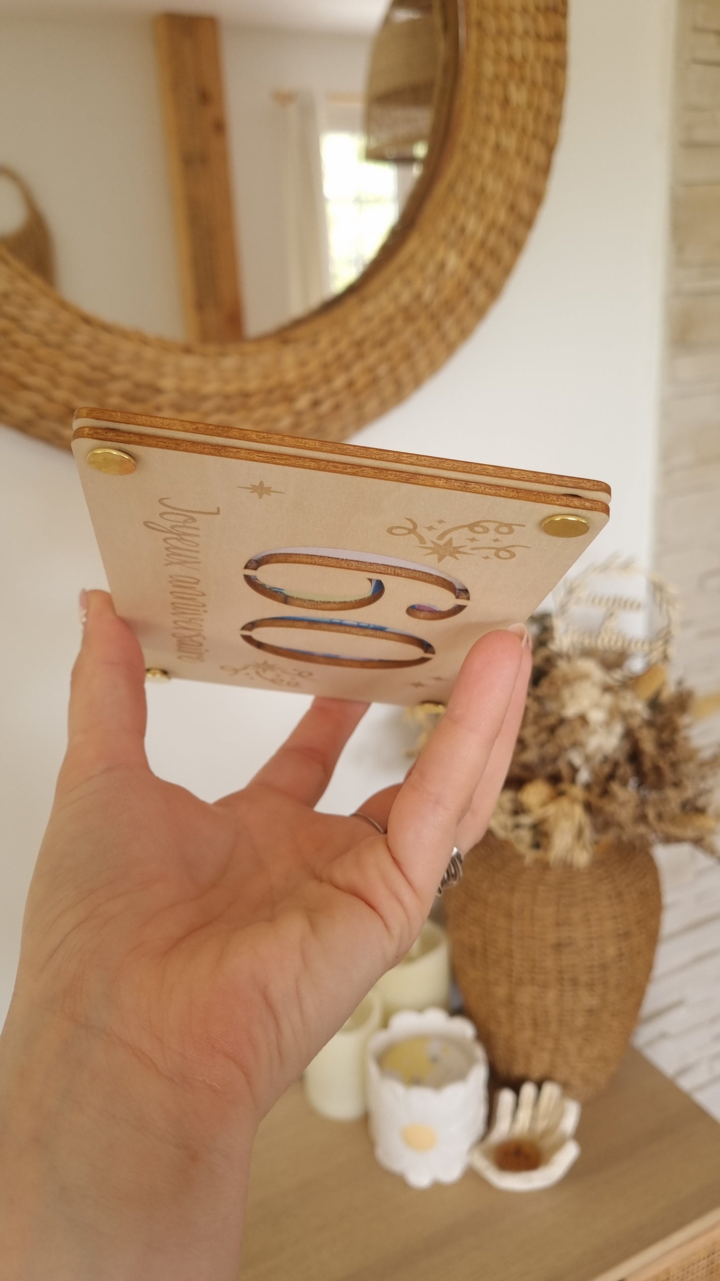 Carte en bois Joyeux anniversaire