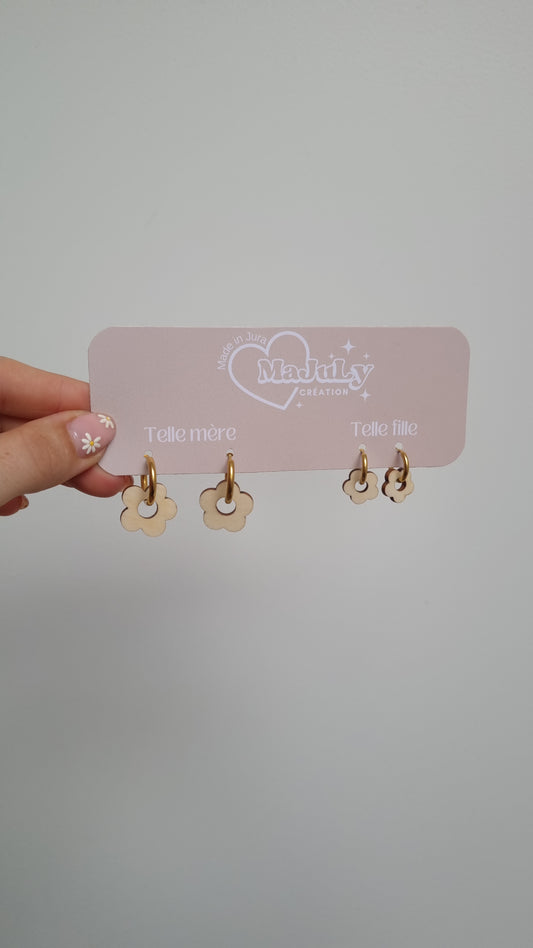 Boucles d’oreilles assorties "Telle mère, telle fille" – Look complice en bois naturel