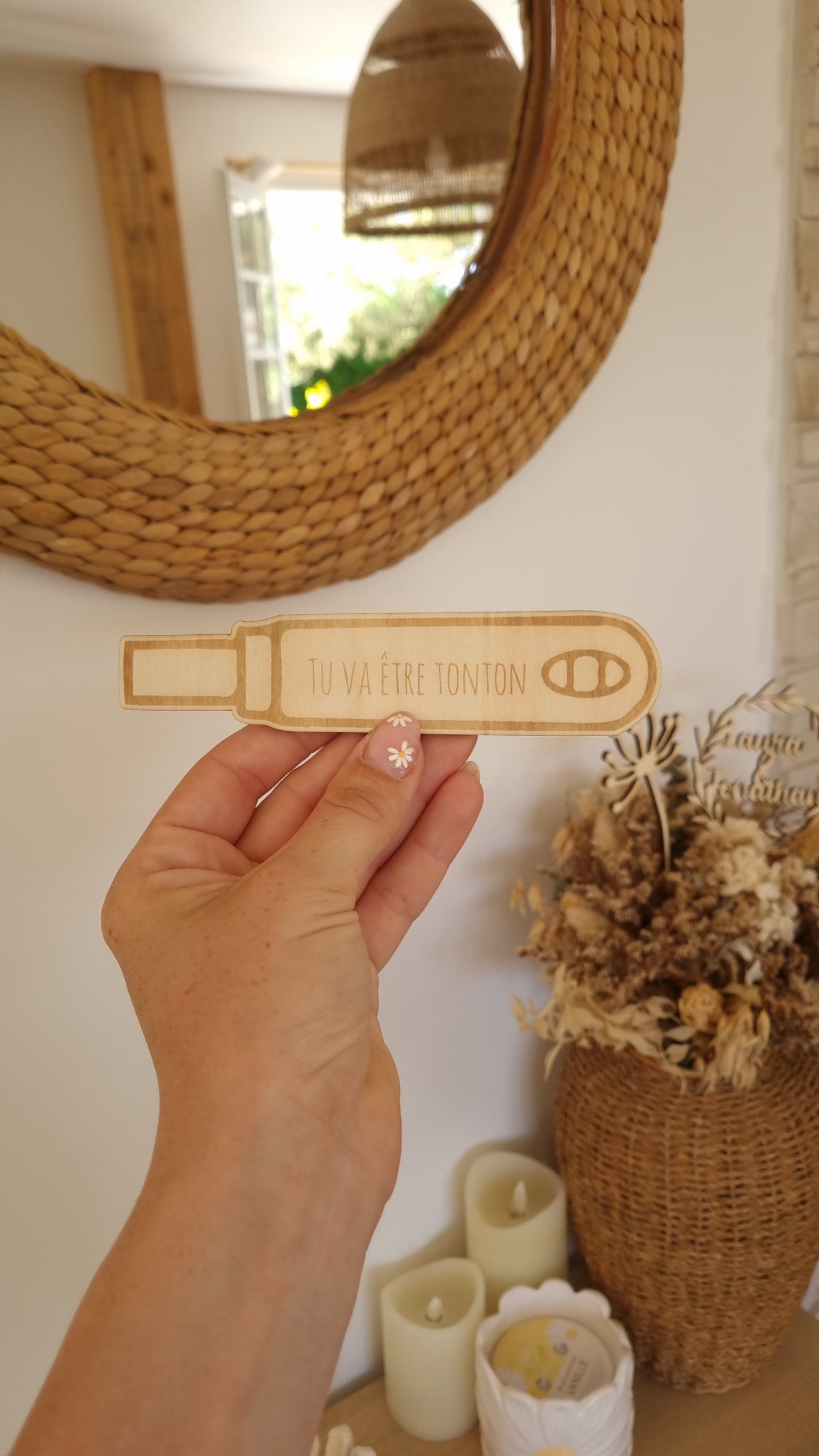 Test de grossesse en bois personnalisé – Annonce de grossesse originale