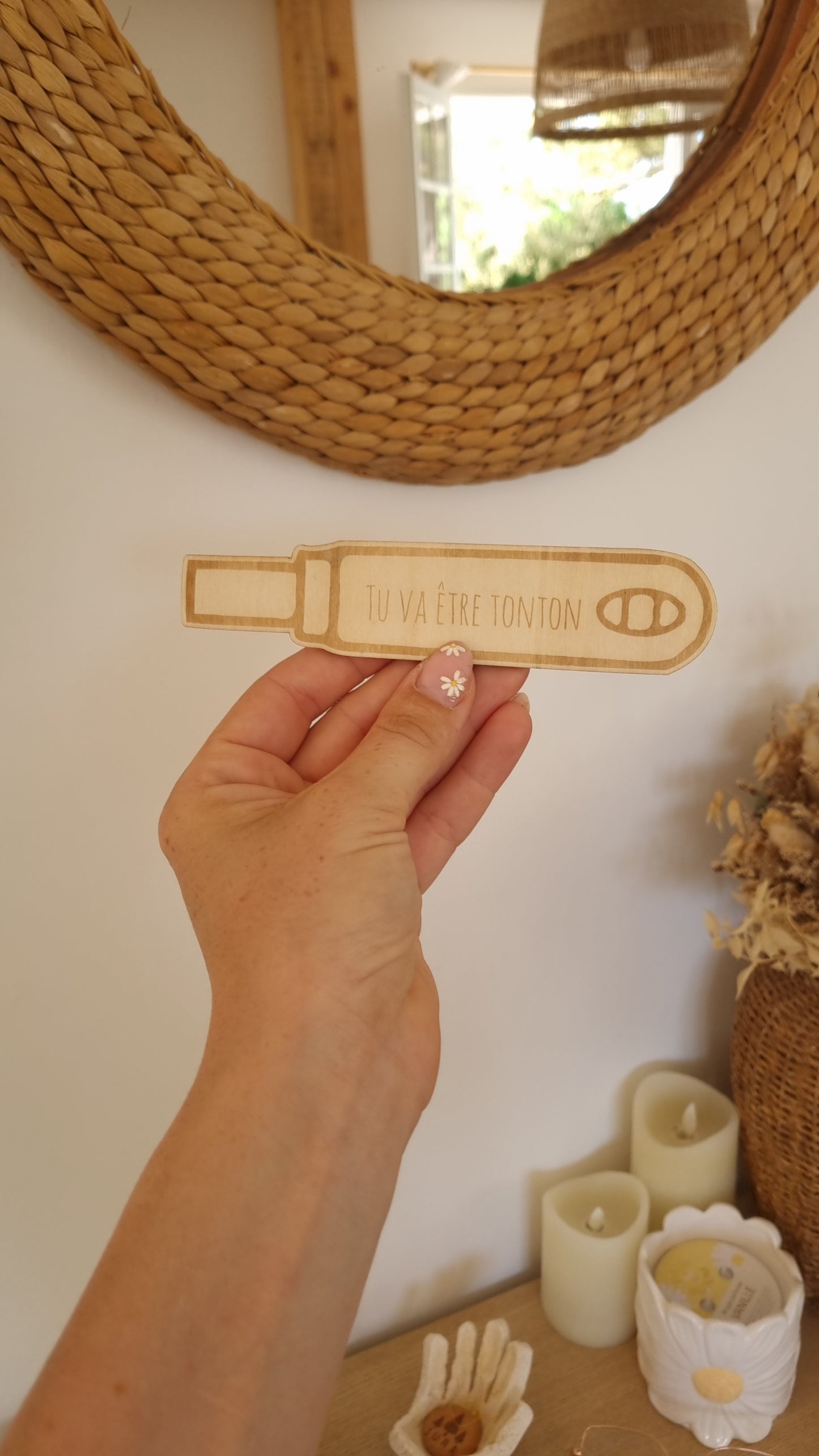 Test de grossesse en bois personnalisé – Annonce de grossesse originale
