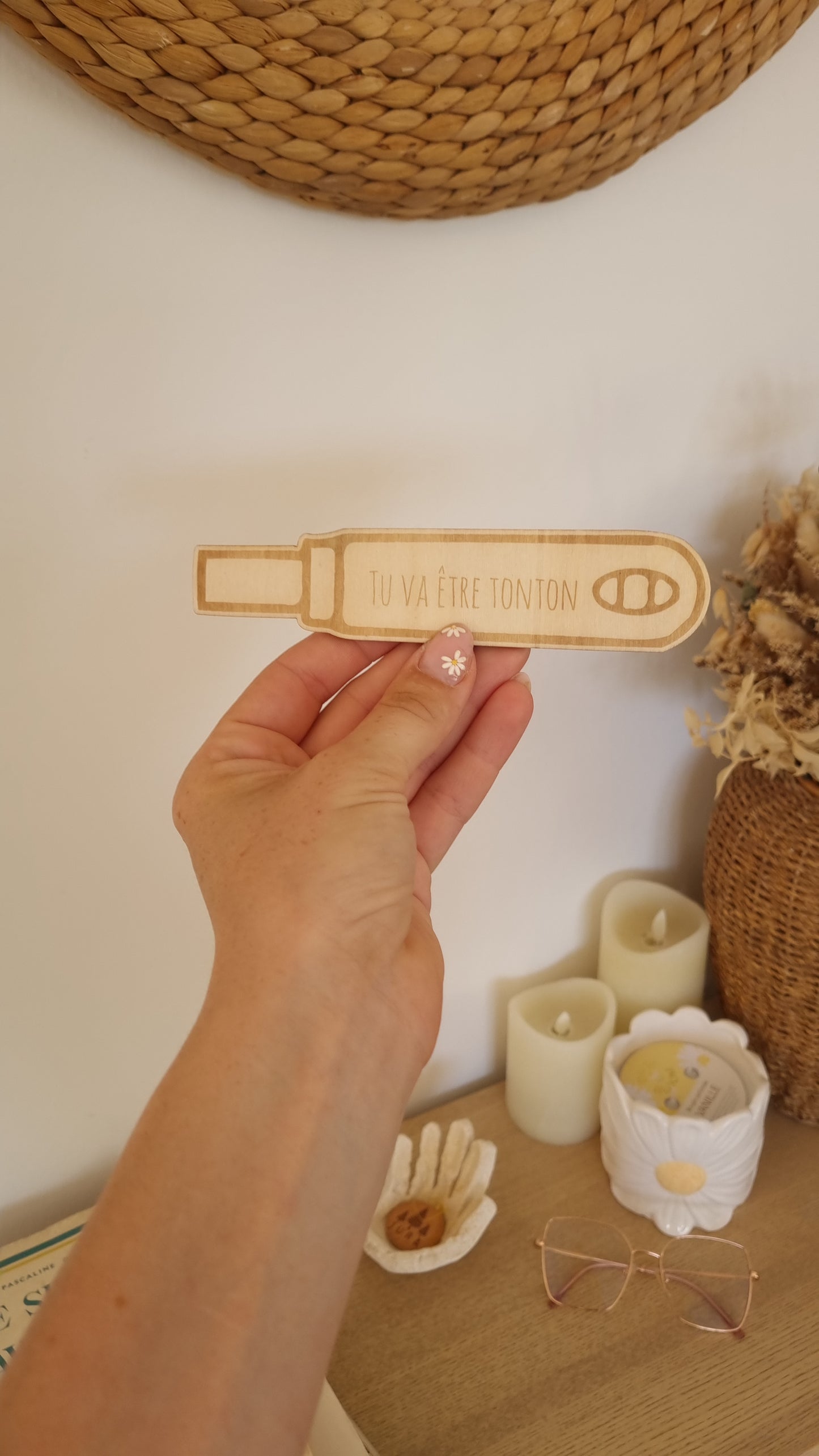 Test de grossesse en bois personnalisé – Annonce de grossesse originale