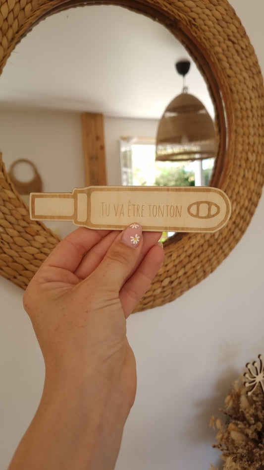 Test de grossesse en bois personnalisé – Annonce de grossesse originale