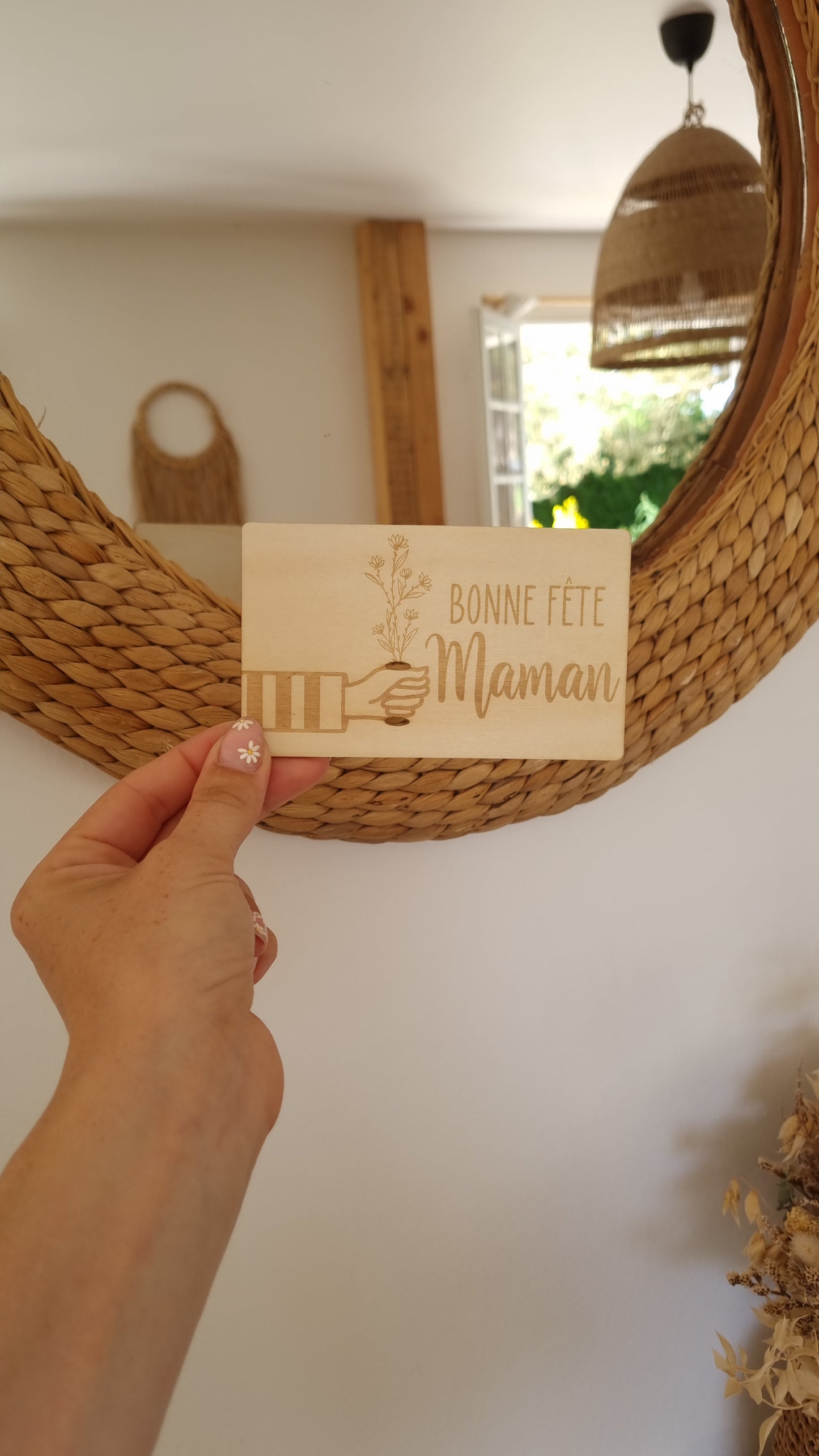 Carte en bois à fleurir – Un mot doux et une vraie fleur pour Maman
