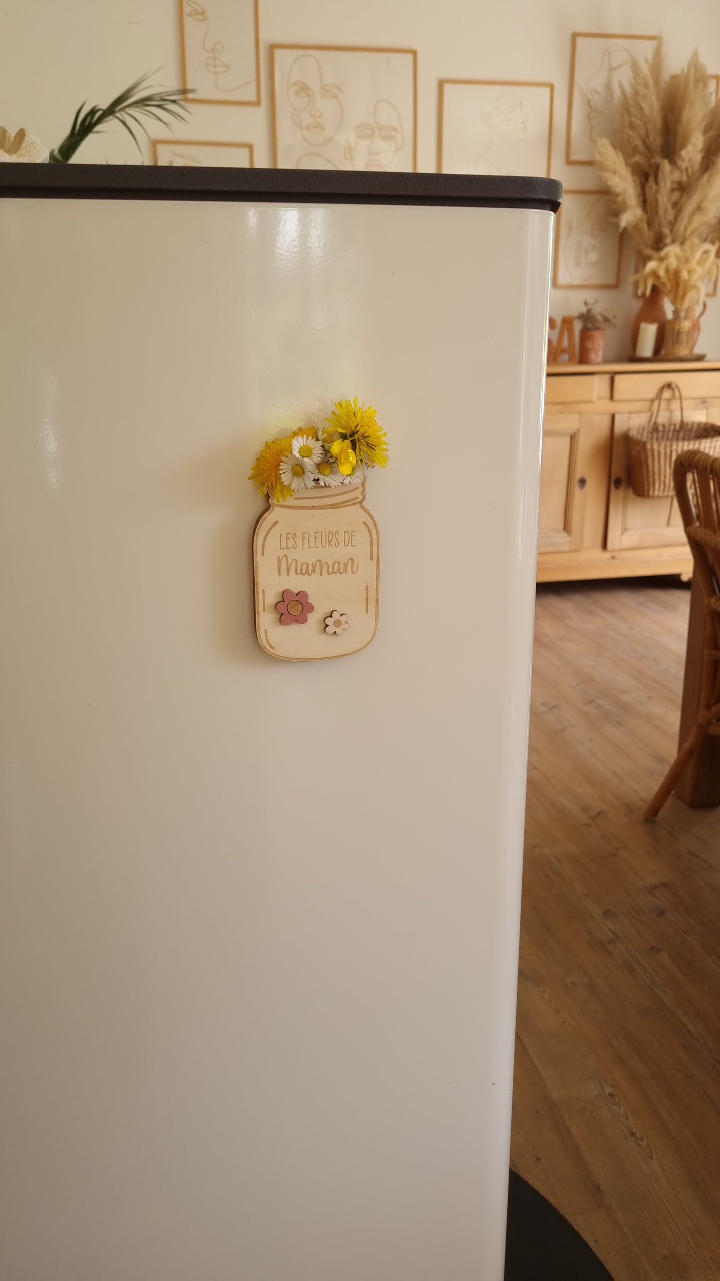 Mini jarre en bois personnalisée – Le bouquet cueilli par les enfants