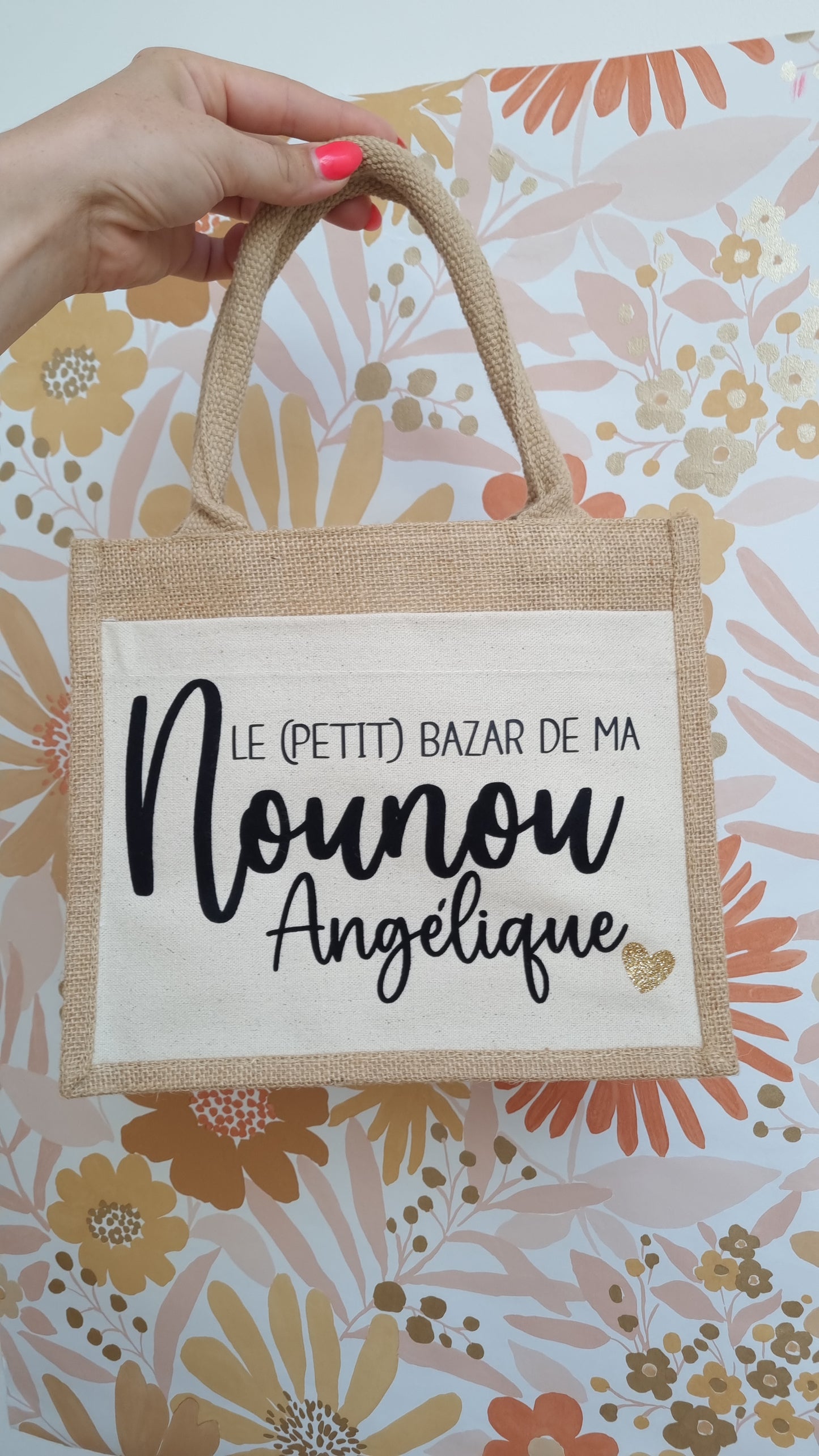 Sac cabas en toile de jute nounou