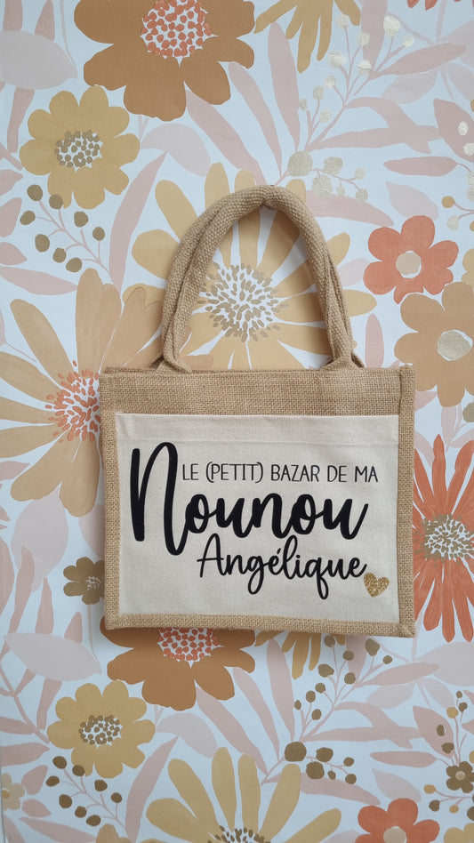 Sac cabas en toile de jute nounou
