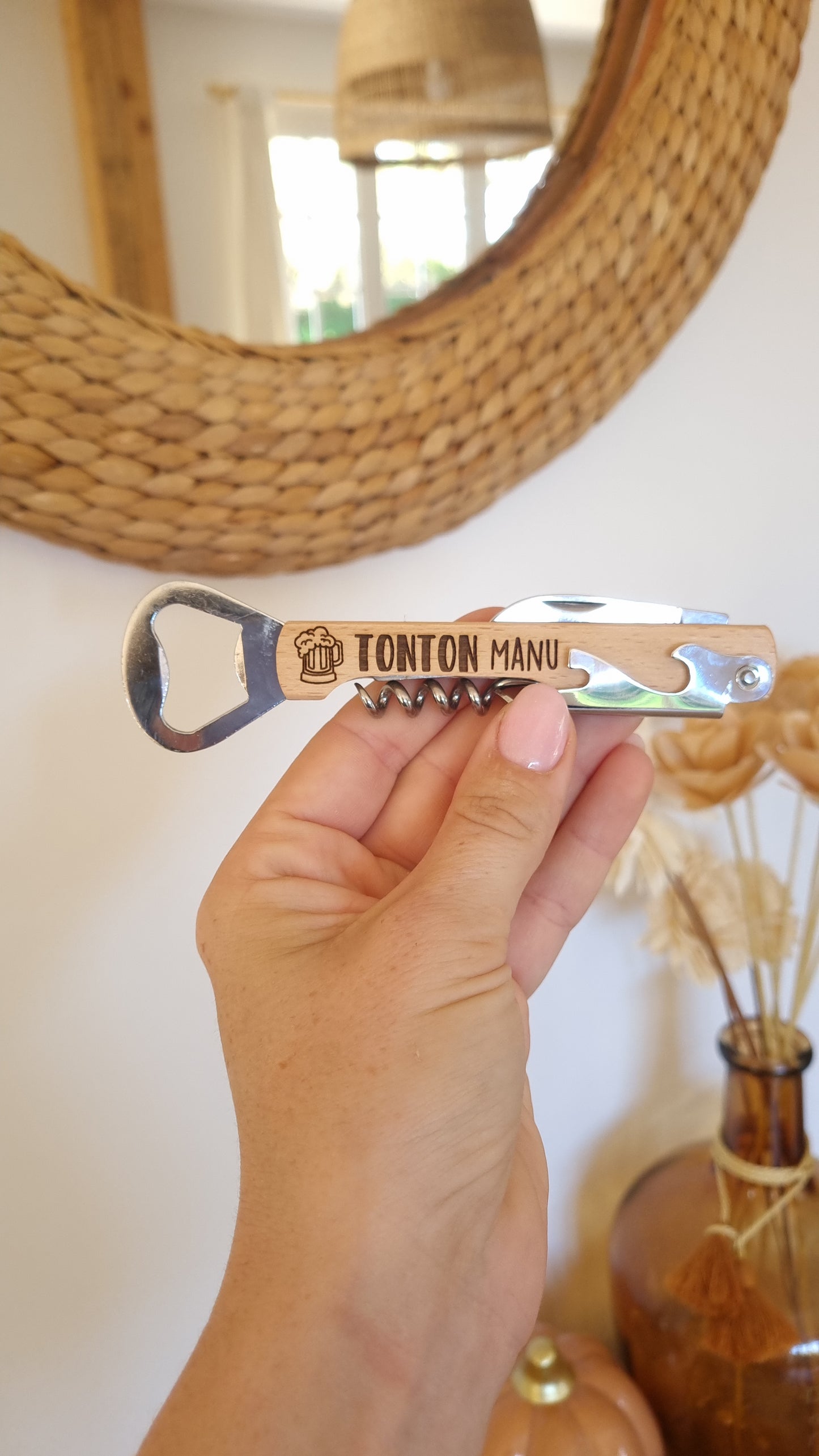 Limonadier décapsuleur en bois personnalisé