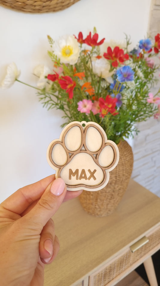 Boules de Noël en bois chien ou chat