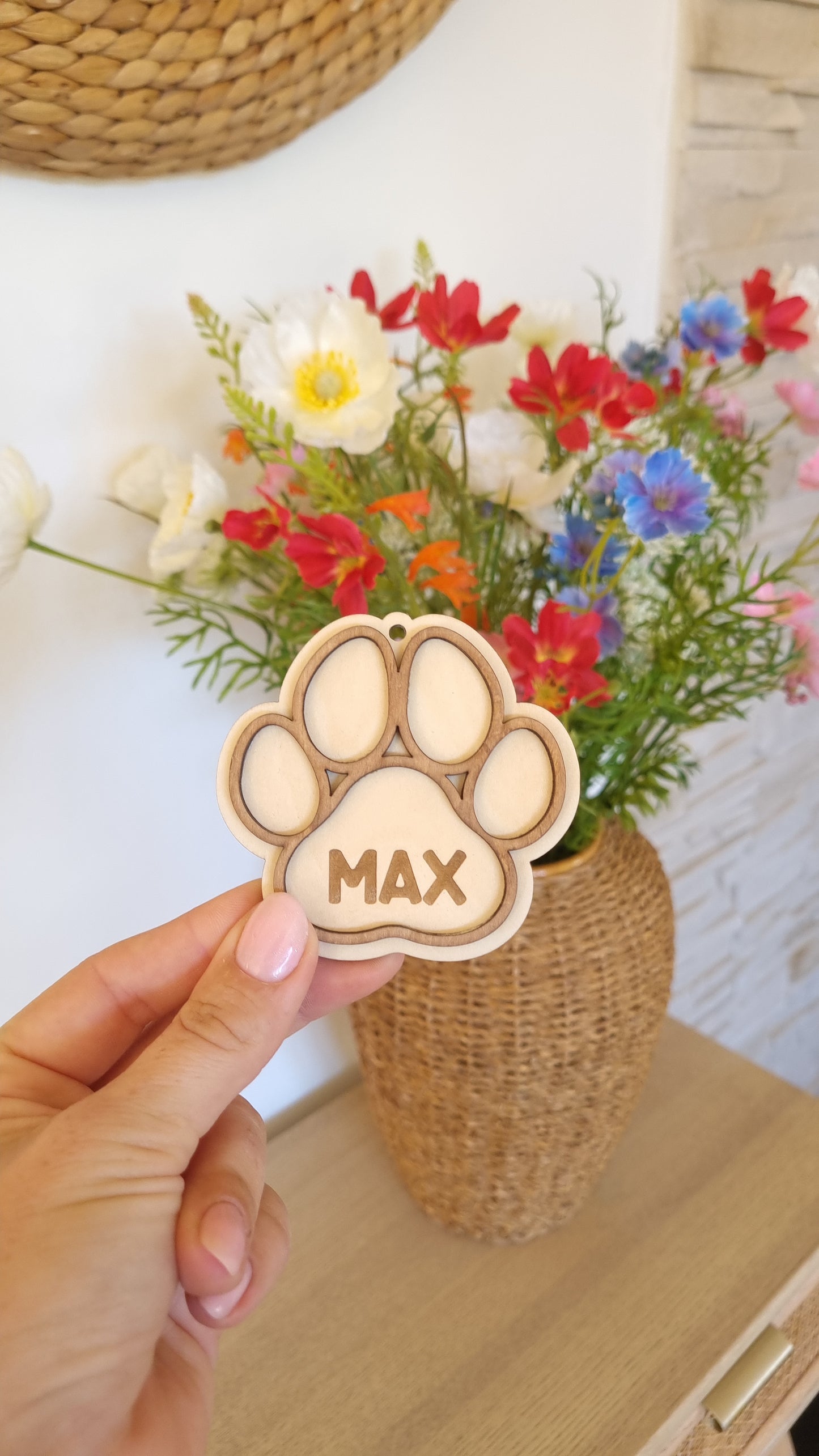 Boules de Noël en bois chien ou chat