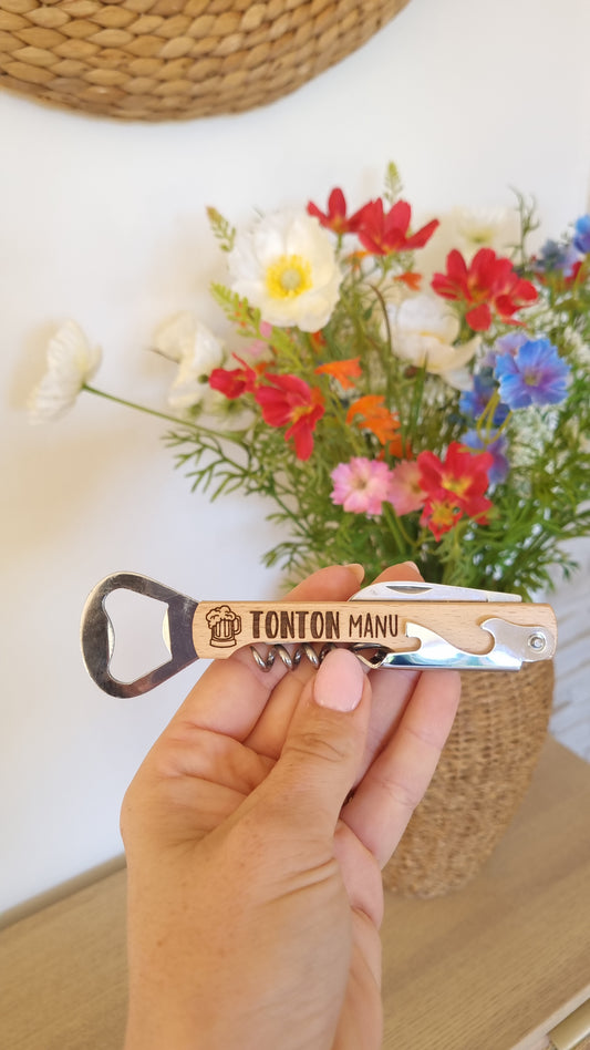 Limonadier décapsuleur en bois personnalisé