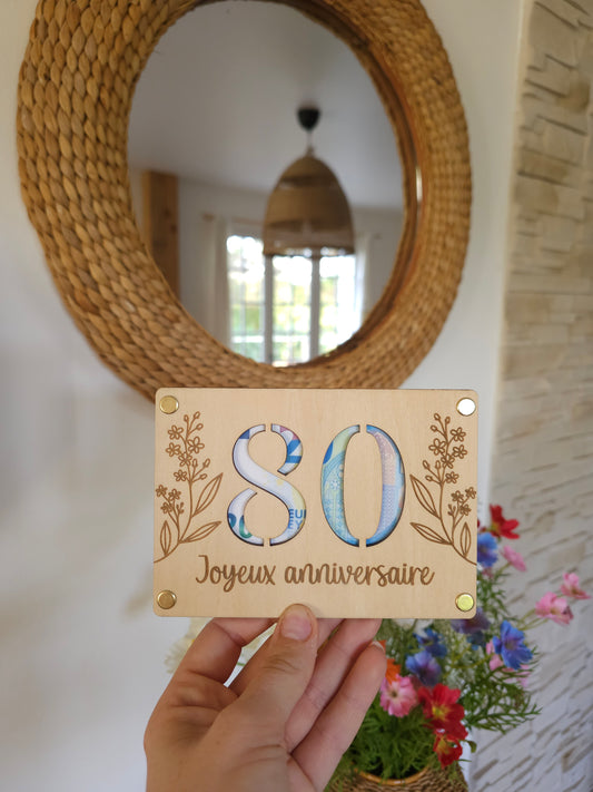Carte en bois Joyeux anniversaire