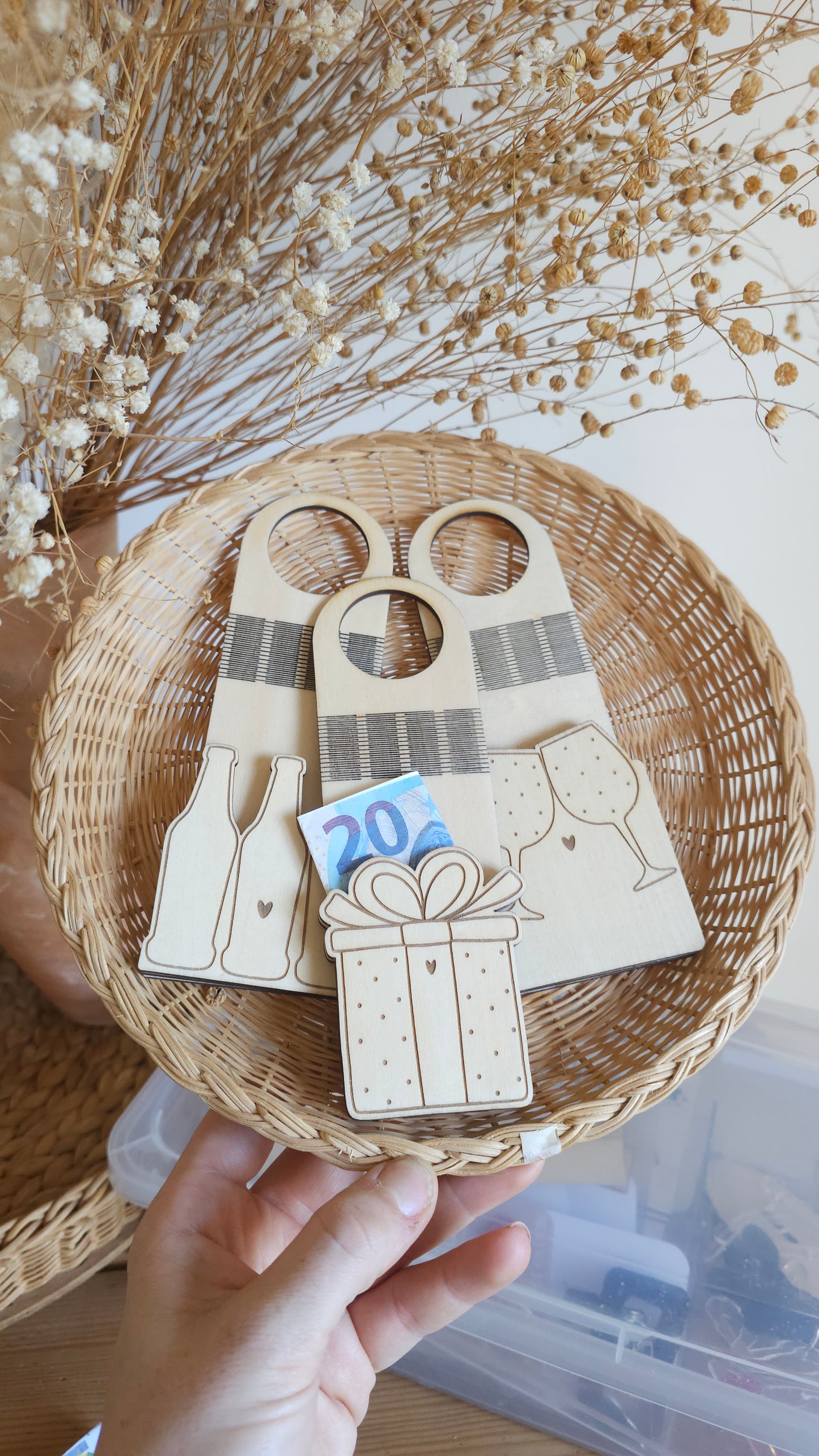 Etiquette à bouteille en bois pour offrir de l’argent – Cadeau original et personnalisé