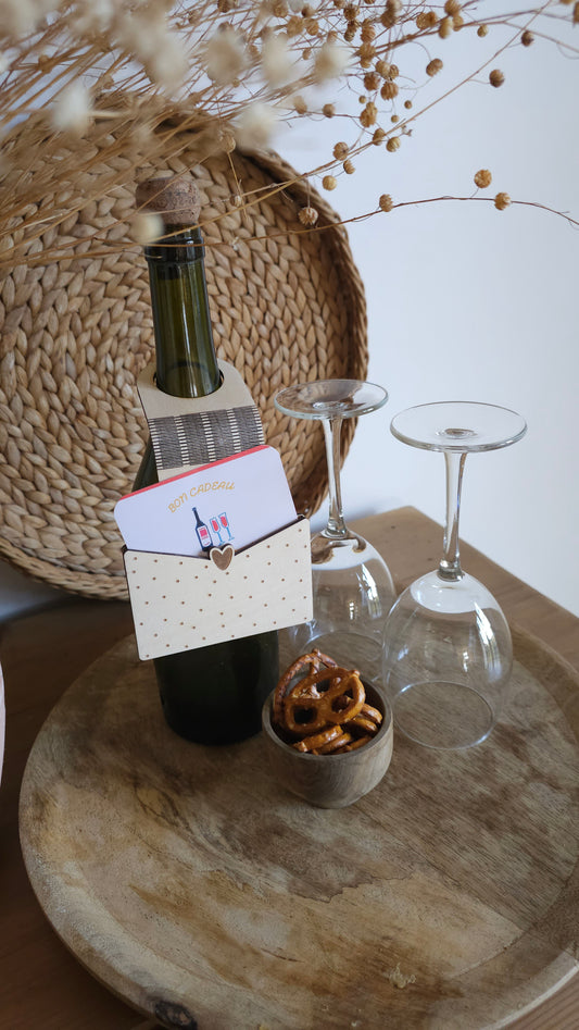 Etiquette à bouteille en bois pour offrir de l’argent – Cadeau original et personnalisé - Saint-Valentin