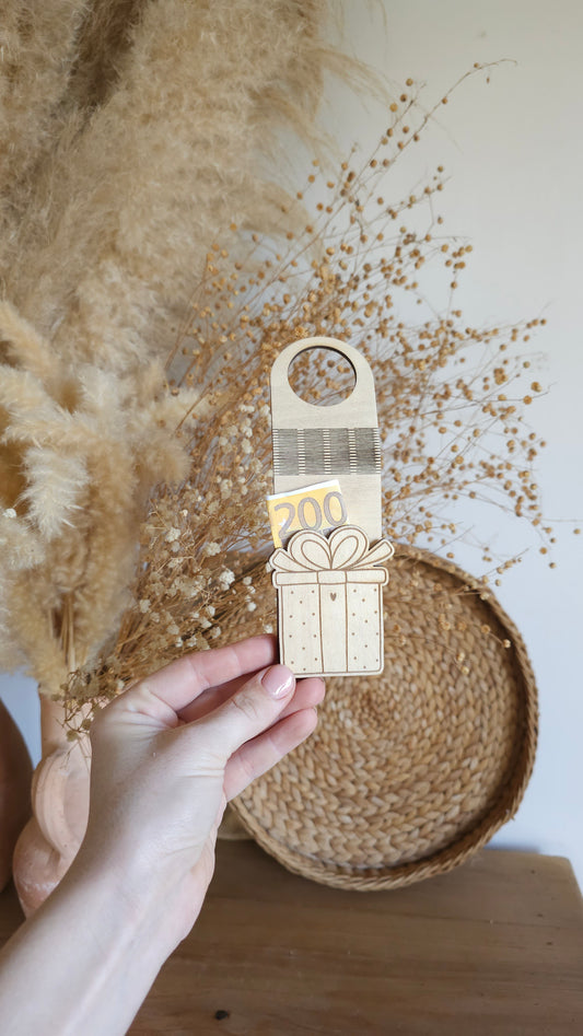 Etiquette à bouteille en bois pour offrir de l’argent – Cadeau original et personnalisé - Saint-Valentin