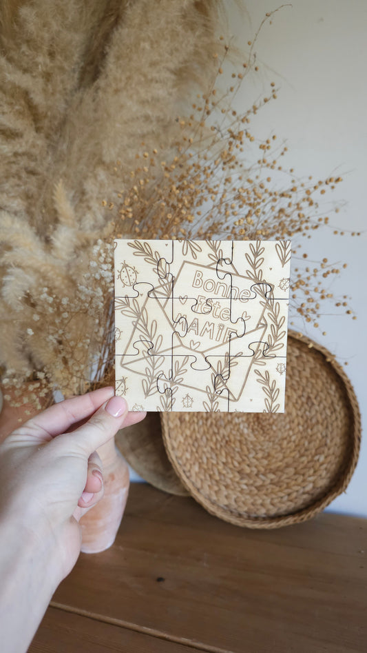 Puzzle en bois personnalisable – Fête des Mamies