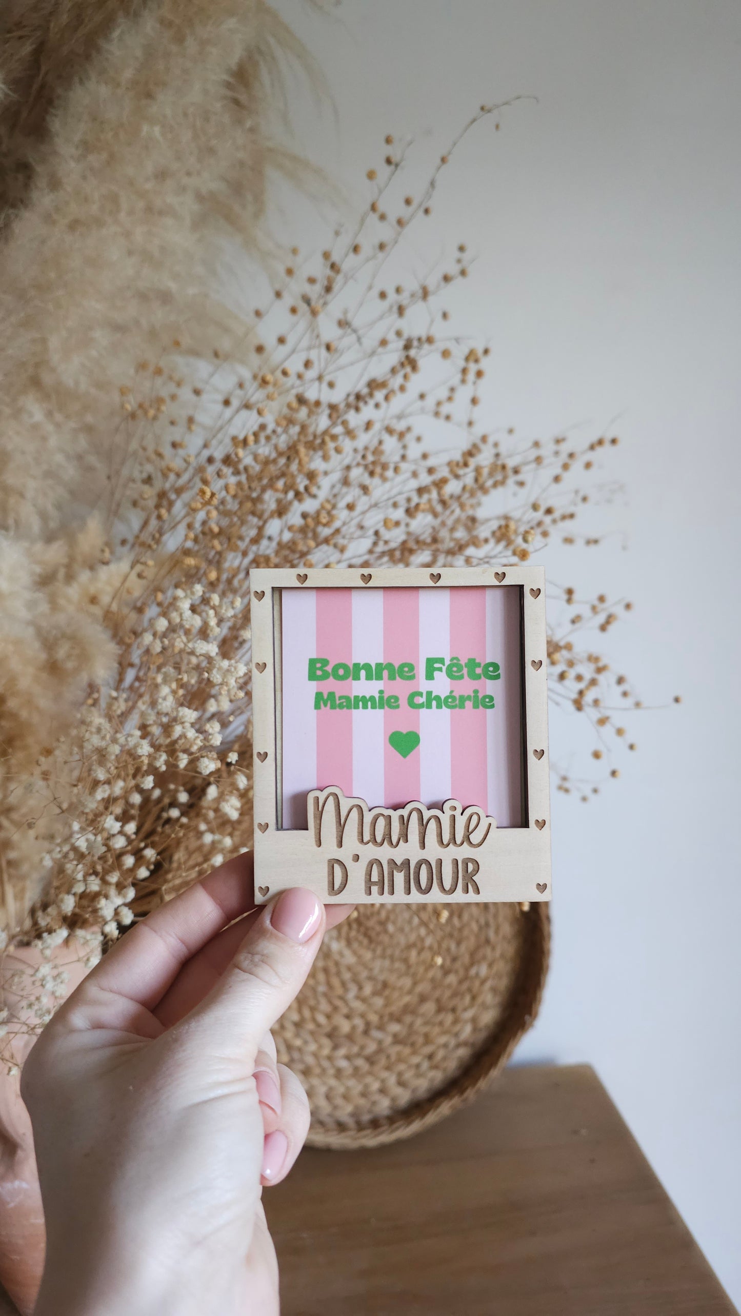 Cadre Polaroid en bois personnalisé – Spécial Fête des Mamies