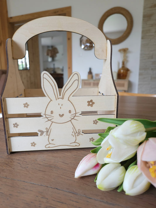 Panier de Pâques en bois personnalisé avec prénom