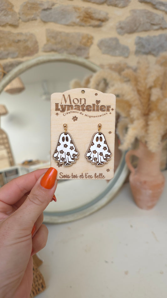 Boucles d’oreilles fantôme fleuri 🌸👻