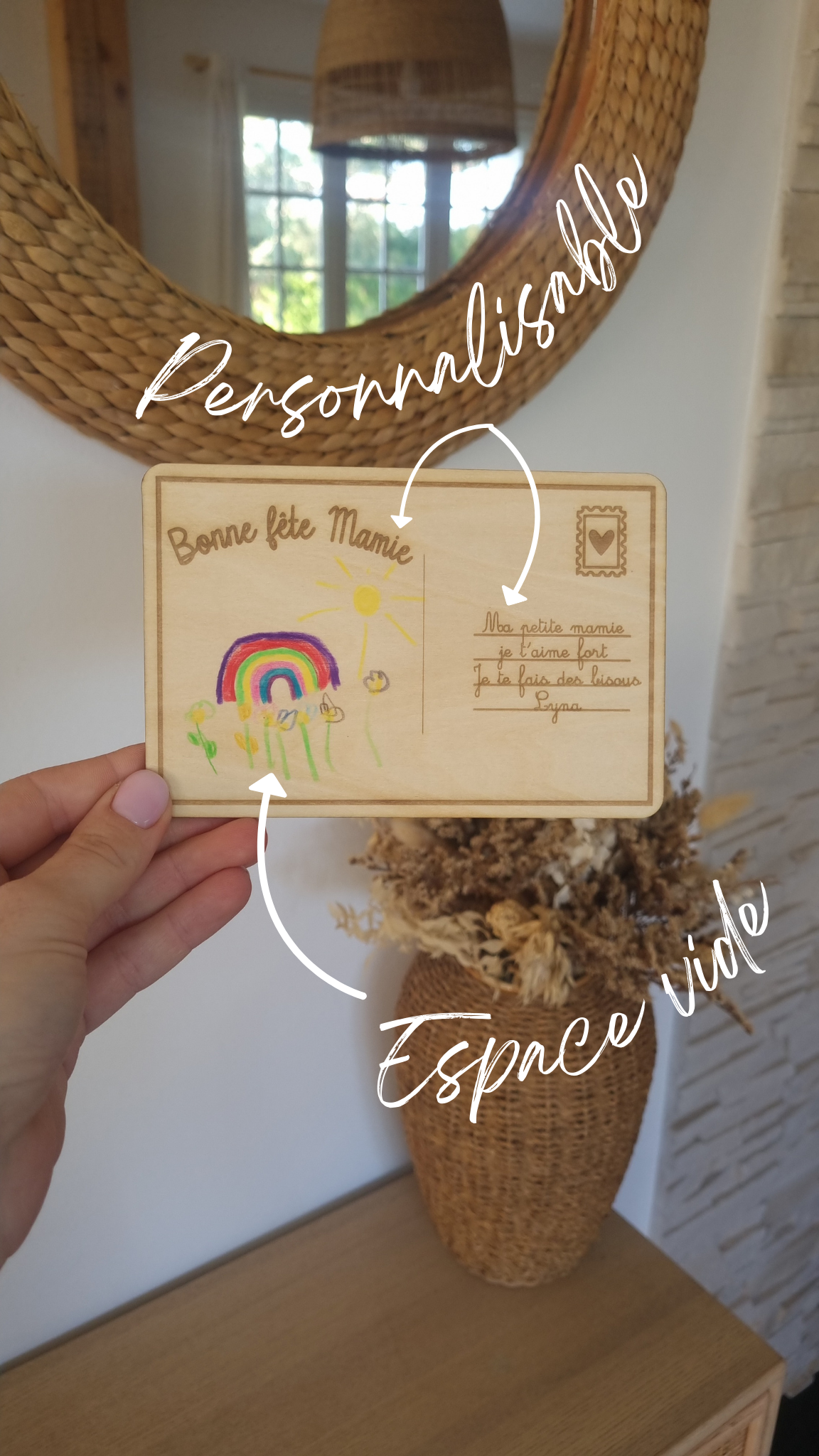 Jolie carte postale en bois