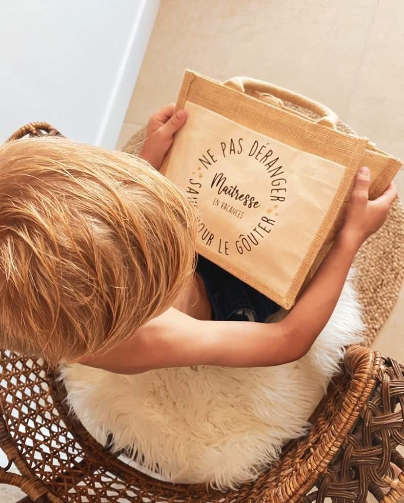 Sac cabas en toile de jute – Cadeau de fin d’année pour maîtresse, Atsem