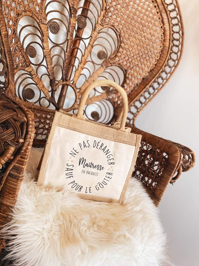 Sac cabas en toile de jute – Cadeau de fin d’année pour maîtresse, Atsem