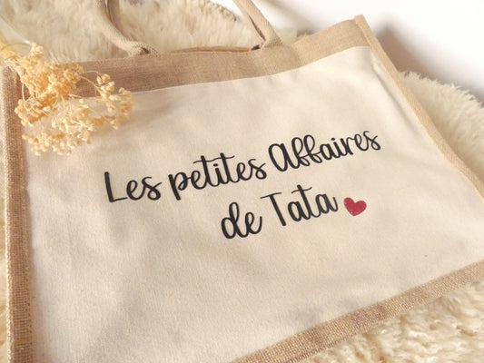 Sac cabas en toile de jute – Pour une tata