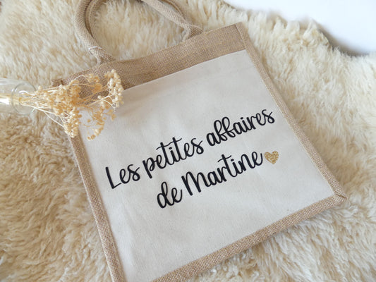 Sac cabas en toile de jute – Les petites affaires de... (personnalisable)