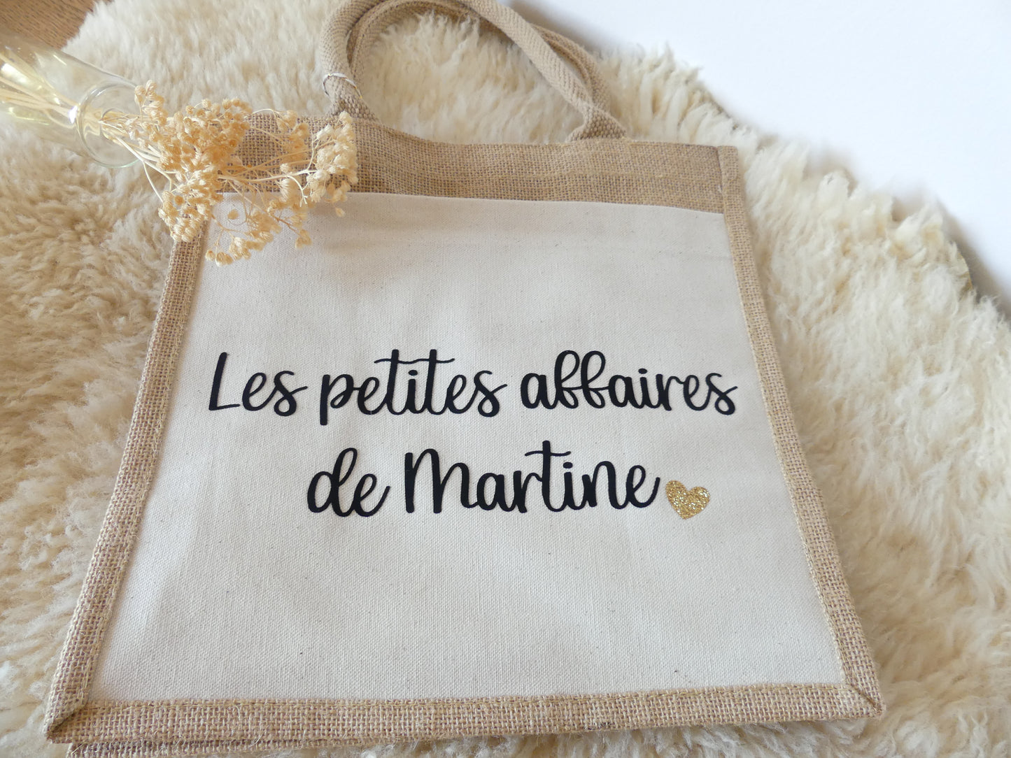 Sac cabas en toile de jute – Les petites affaires de... (personnalisable)